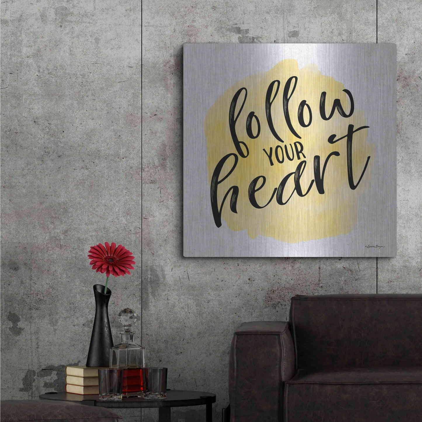 Luxe Metal Art 'Follow Your Heart' by Susie Boyer, Metal Wall Art,36x36