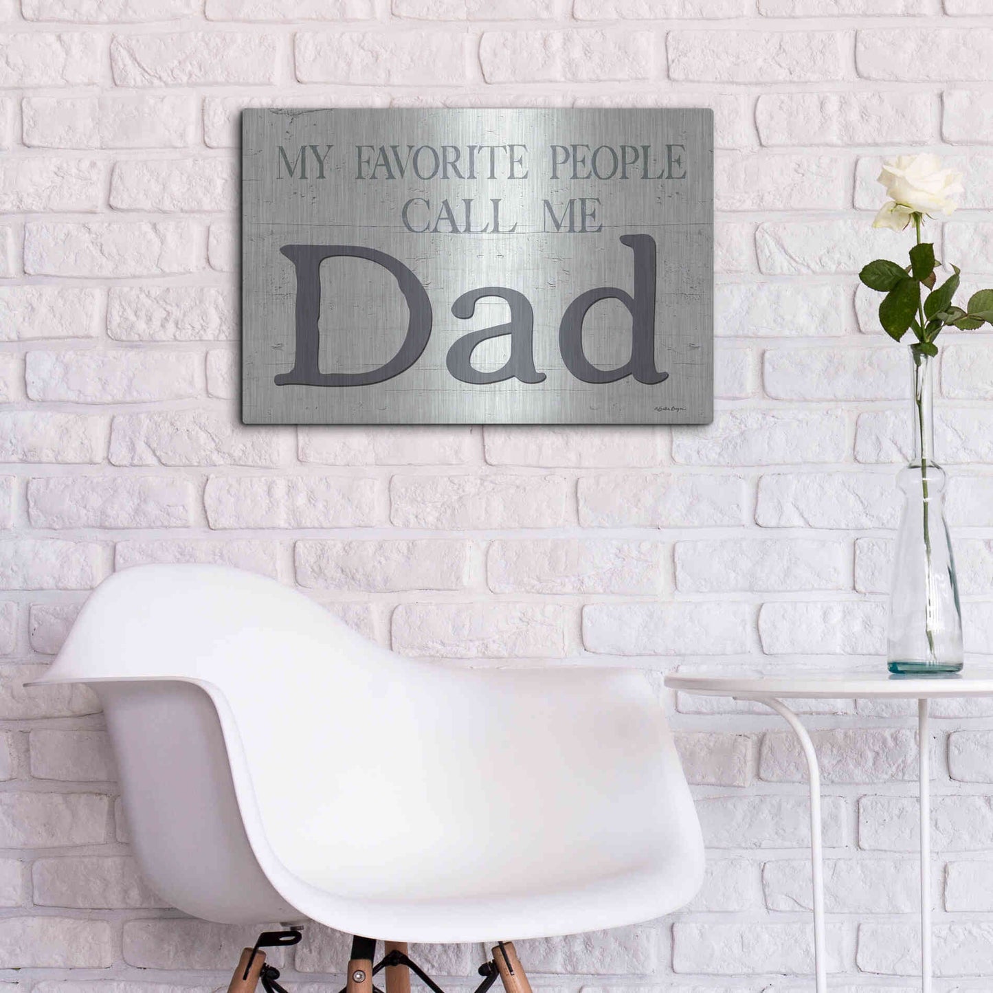 Luxe Metal Art 'My Favorite People Call Me Dad' by Susie Boyer, Metal Wall Art,24x16