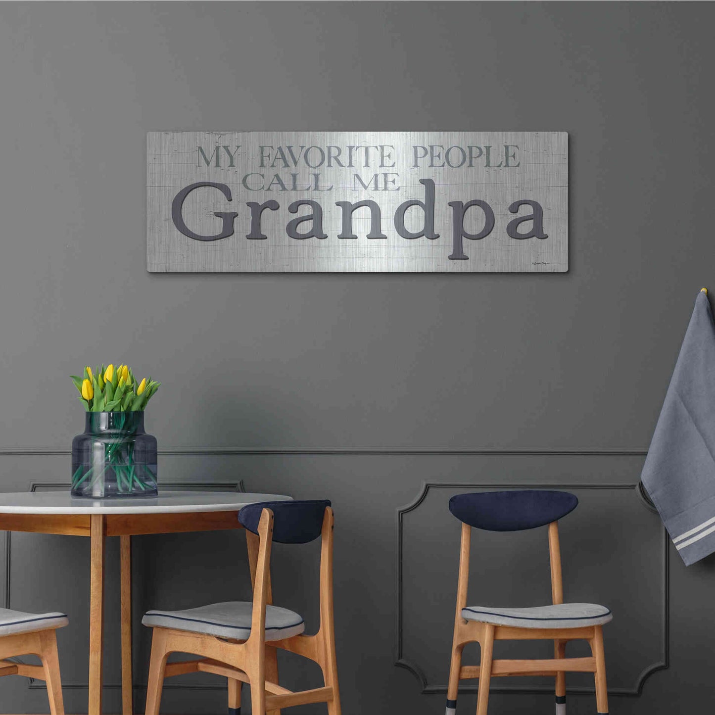 Luxe Metal Art 'My Favorite People Call Me Grandpa' by Susie Boyer, Metal Wall Art,48x16