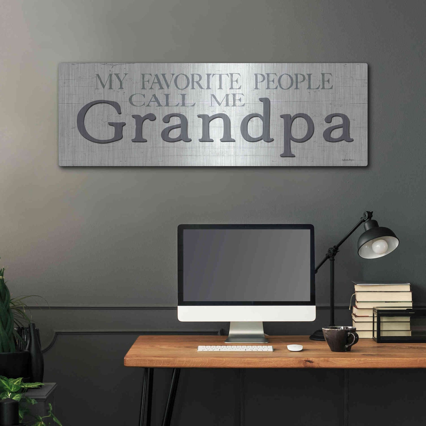 Luxe Metal Art 'My Favorite People Call Me Grandpa' by Susie Boyer, Metal Wall Art,48x16