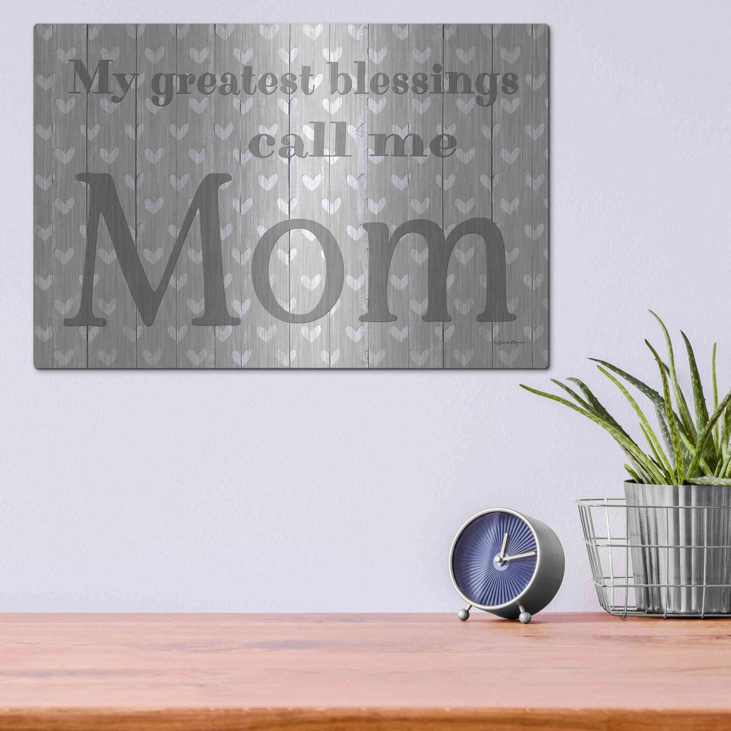 Luxe Metal Art 'My Greatest Blessings Call Me Mom' by Susie Boyer, Metal Wall Art,16x12