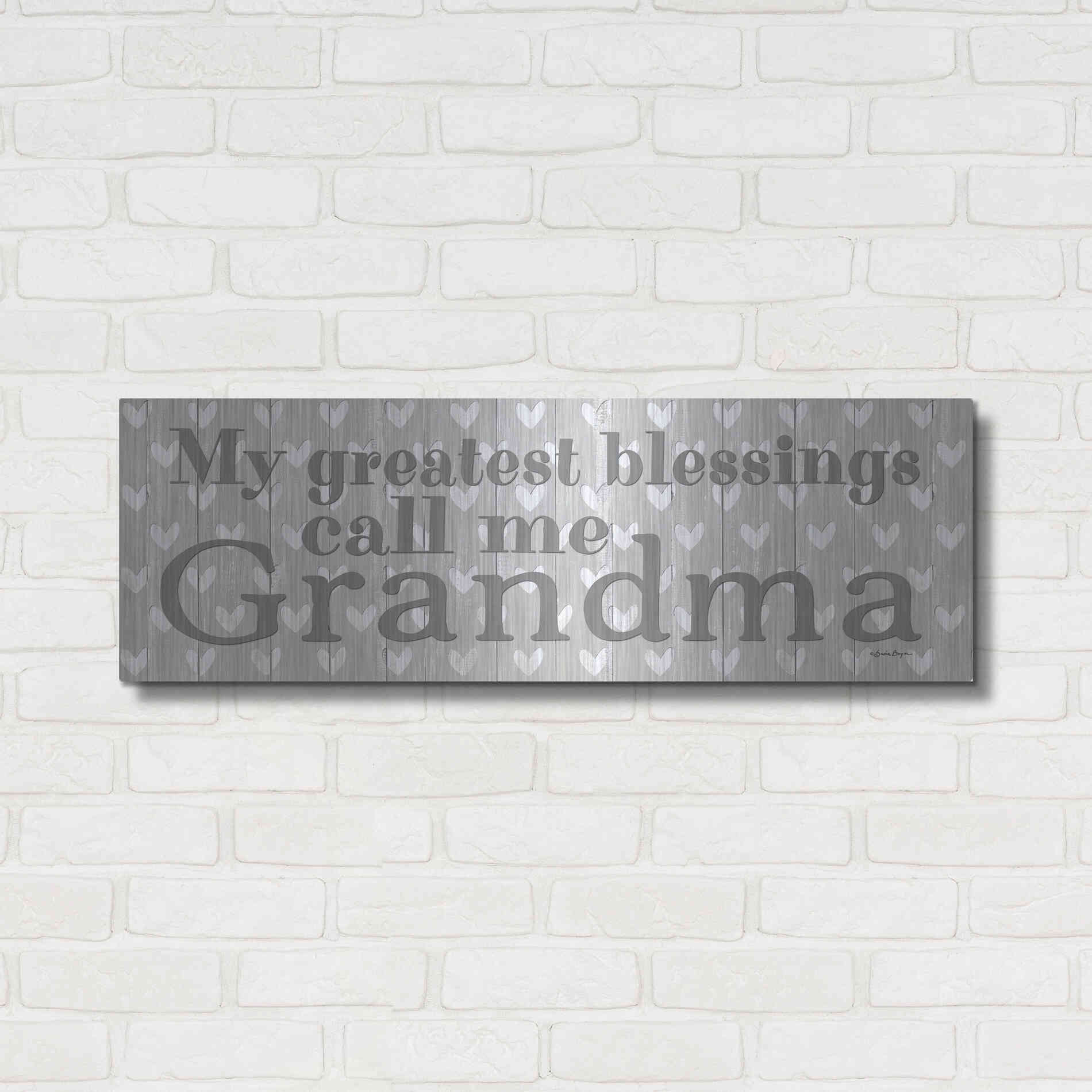 Luxe Metal Art 'My Greatest Blessings Call Me Grandma' by Susie Boyer, Metal Wall Art,36x12