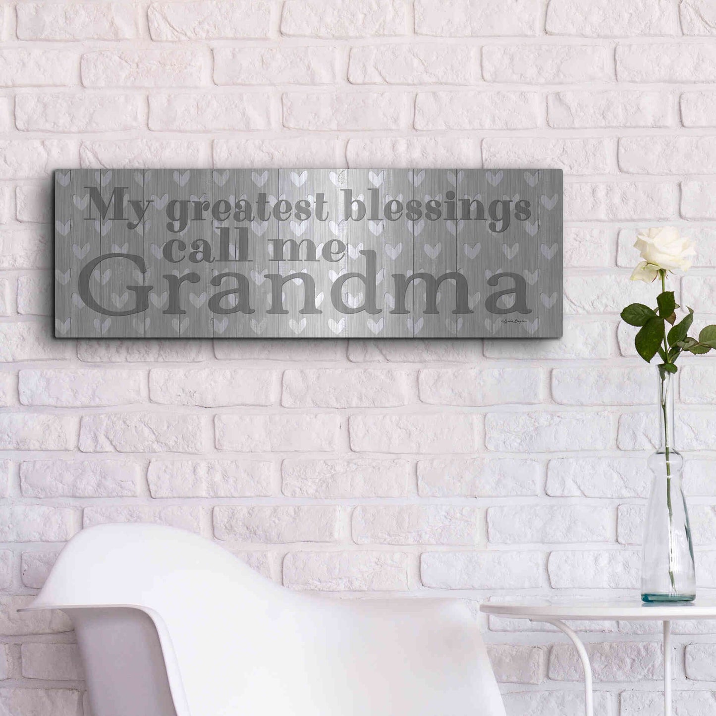 Luxe Metal Art 'My Greatest Blessings Call Me Grandma' by Susie Boyer, Metal Wall Art,36x12