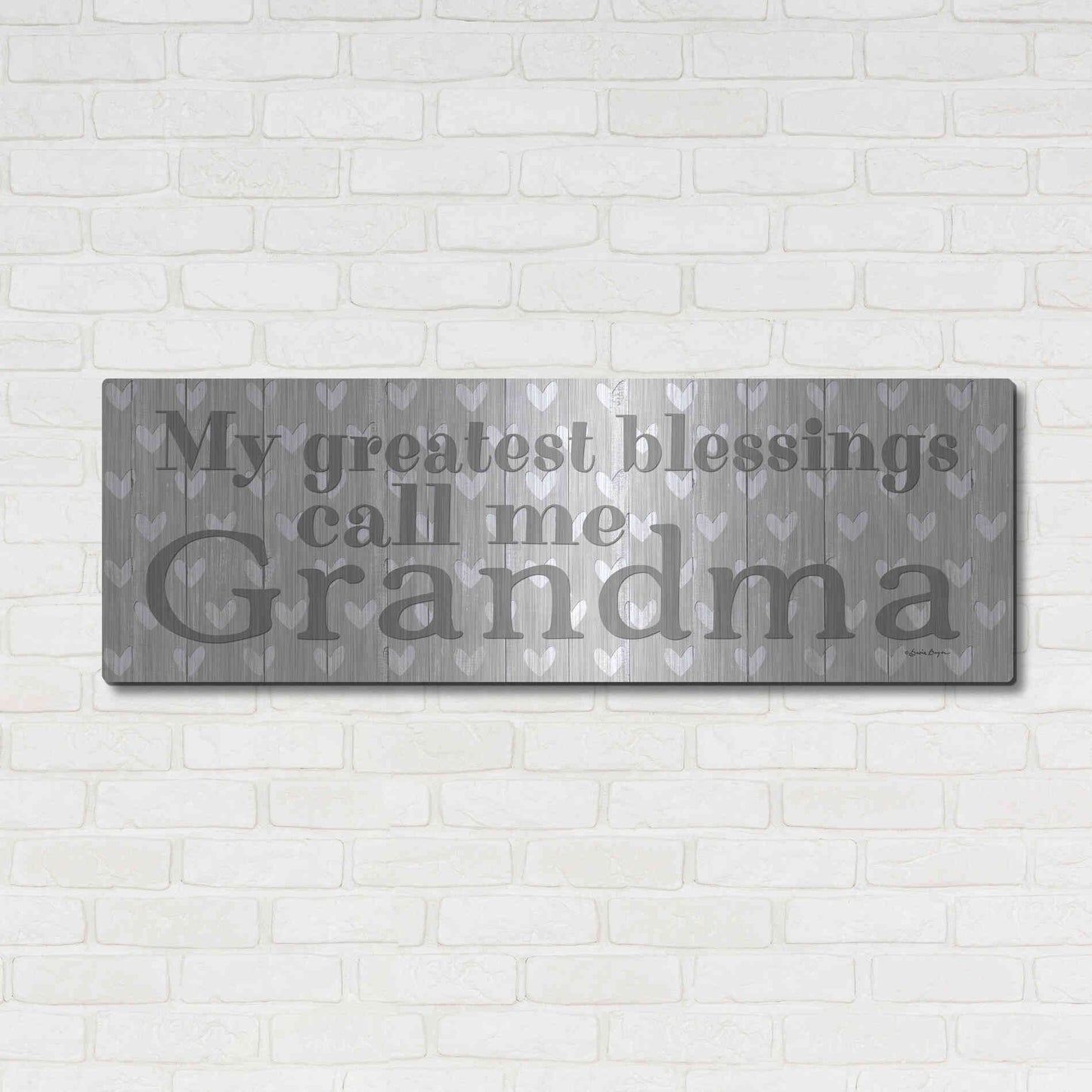 Luxe Metal Art 'My Greatest Blessings Call Me Grandma' by Susie Boyer, Metal Wall Art,48x16