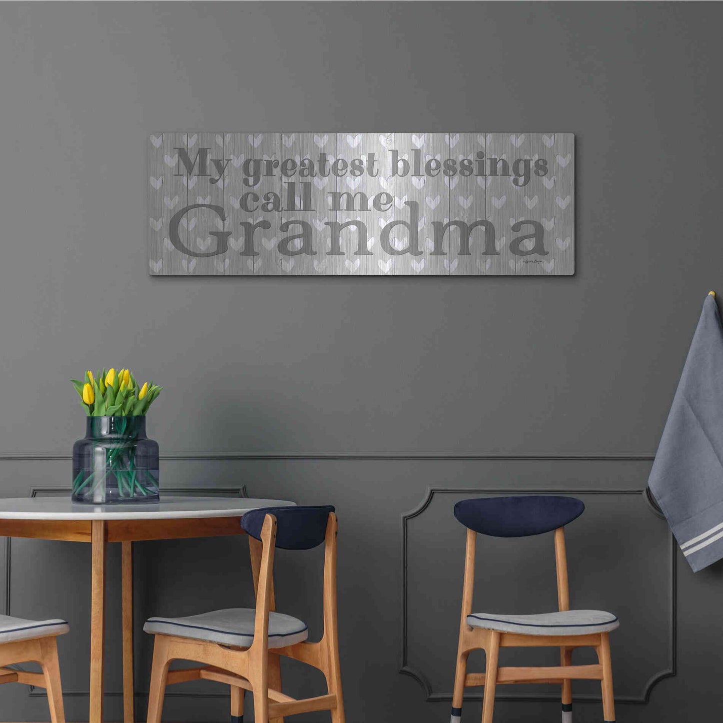 Luxe Metal Art 'My Greatest Blessings Call Me Grandma' by Susie Boyer, Metal Wall Art,48x16