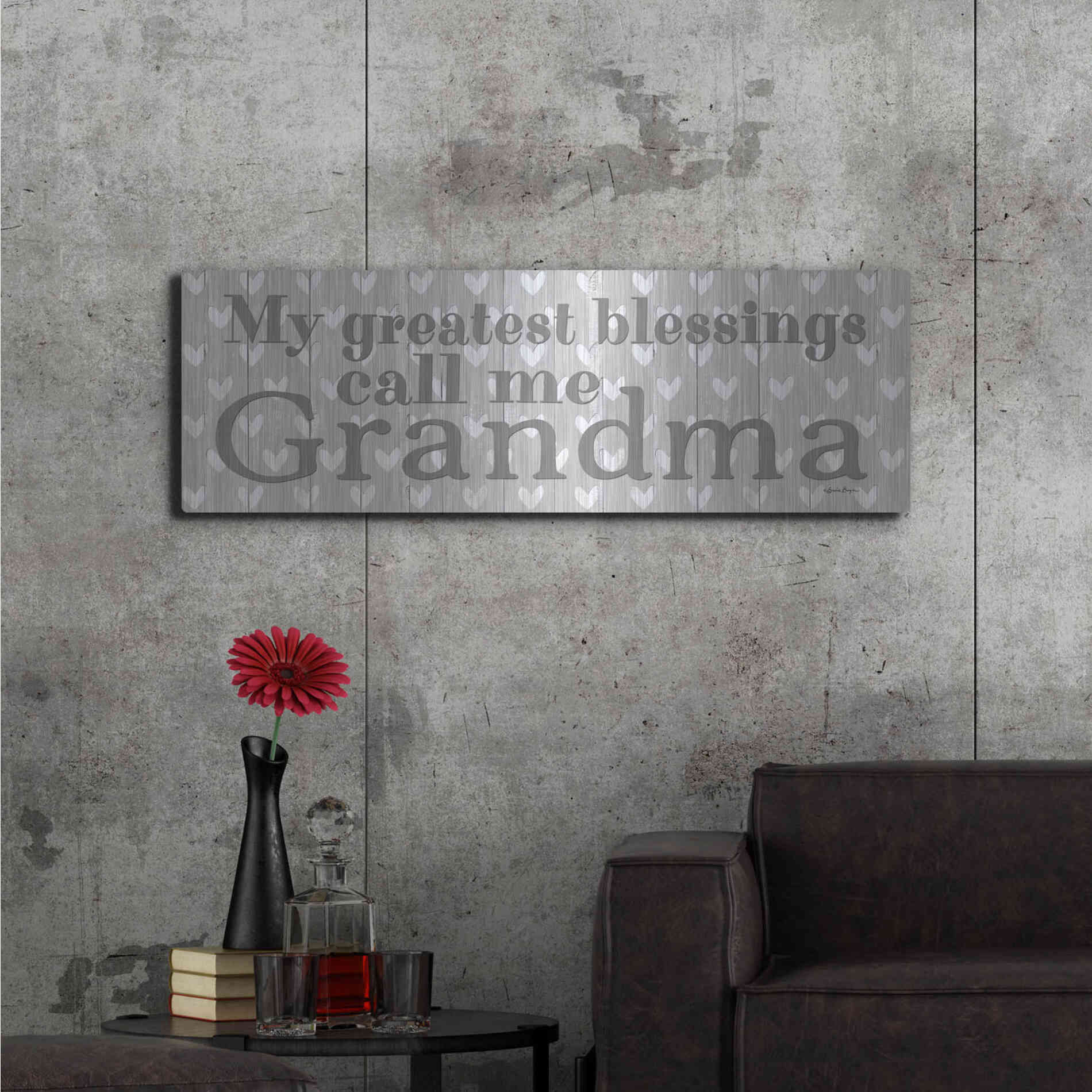 Luxe Metal Art 'My Greatest Blessings Call Me Grandma' by Susie Boyer, Metal Wall Art,48x16