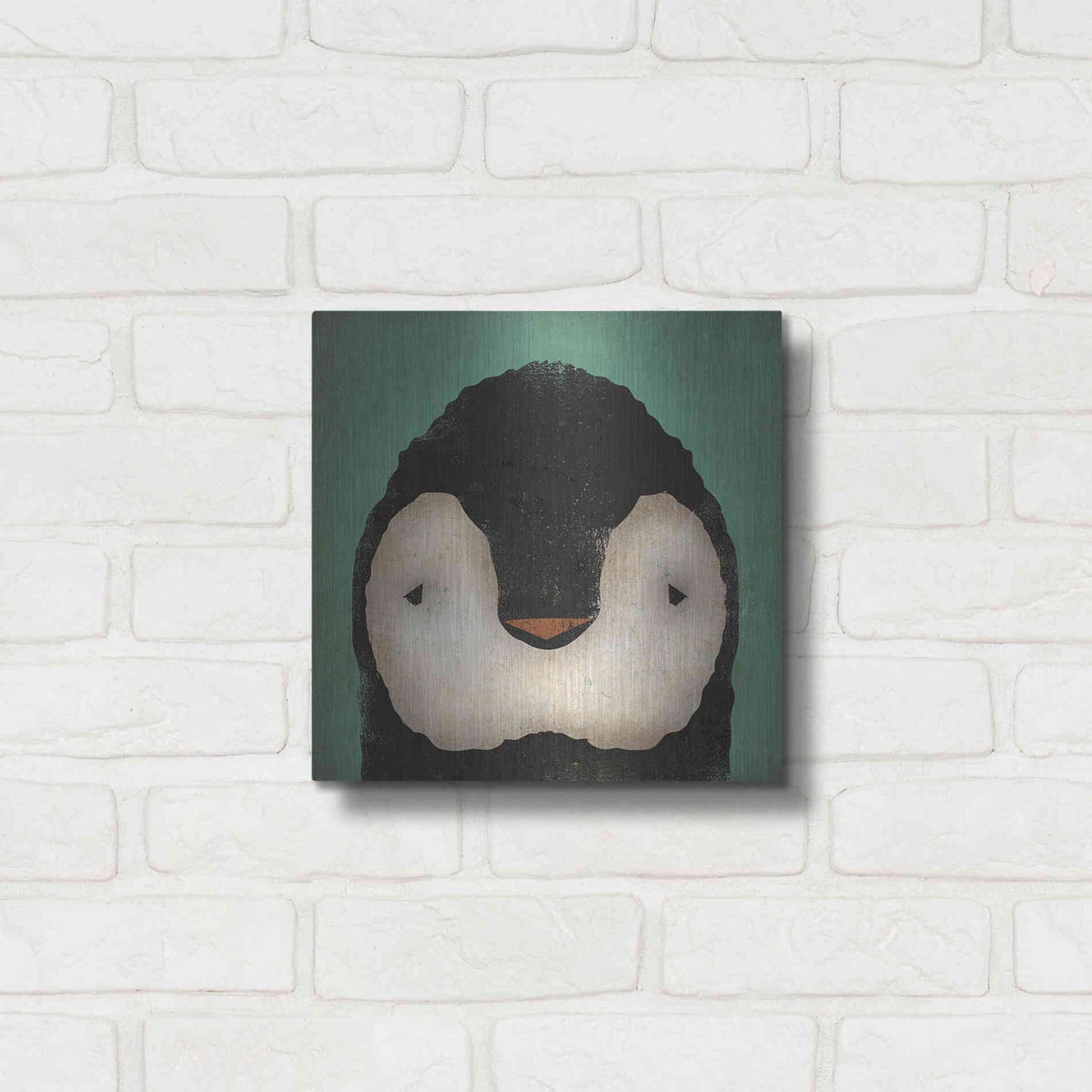 Luxe Metal Art 'Baby Penguin' by Ryan Fowler, Metal Wall Art,12x12