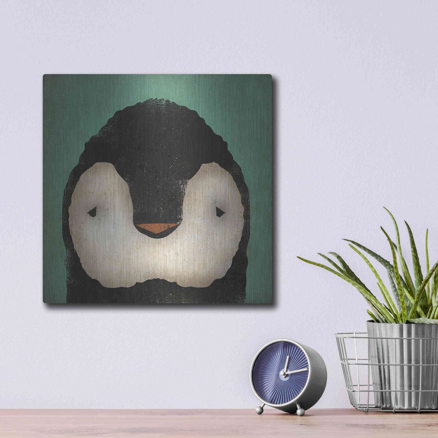Luxe Metal Art 'Baby Penguin' by Ryan Fowler, Metal Wall Art,12x12