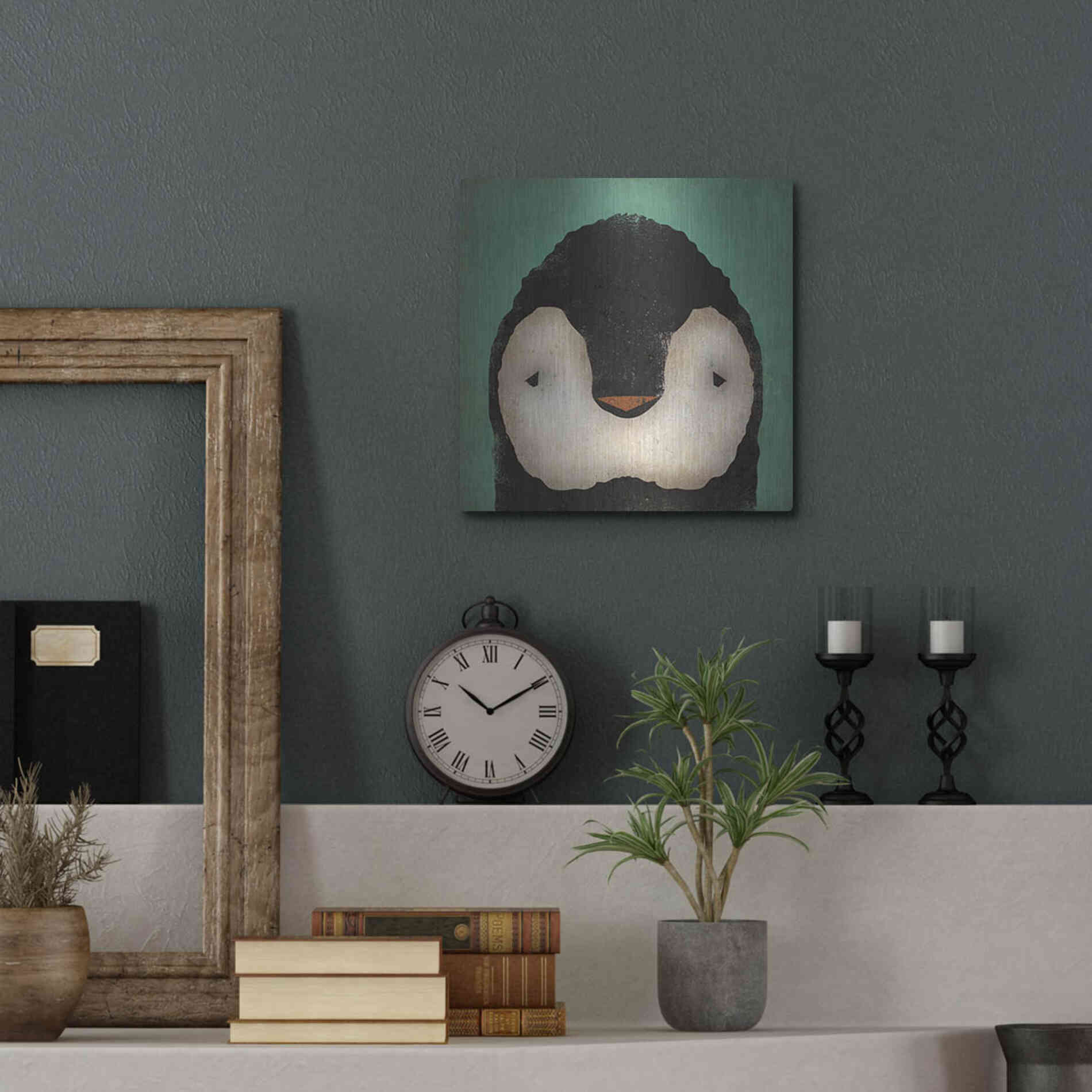 Luxe Metal Art 'Baby Penguin' by Ryan Fowler, Metal Wall Art,12x12