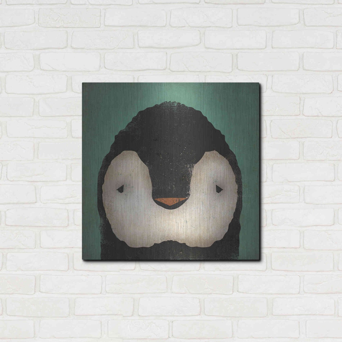 Luxe Metal Art 'Baby Penguin' by Ryan Fowler, Metal Wall Art,24x24