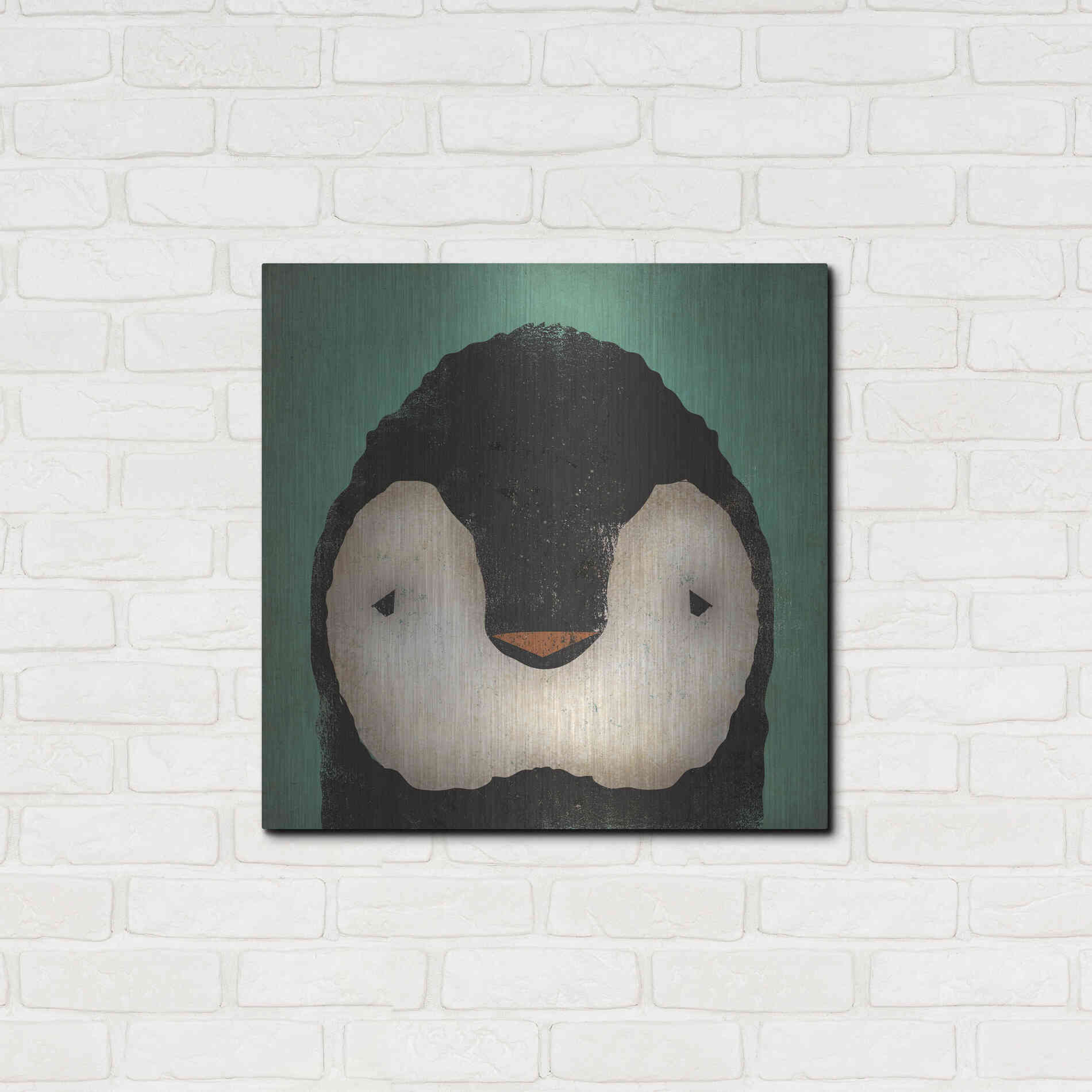Luxe Metal Art 'Baby Penguin' by Ryan Fowler, Metal Wall Art,24x24