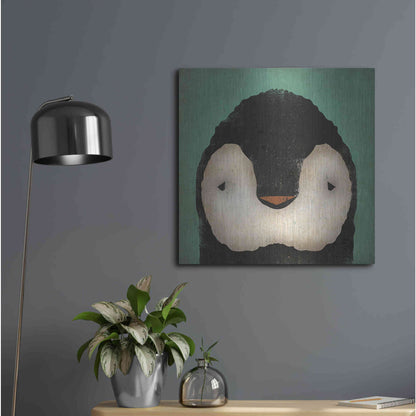 Luxe Metal Art 'Baby Penguin' by Ryan Fowler, Metal Wall Art,24x24