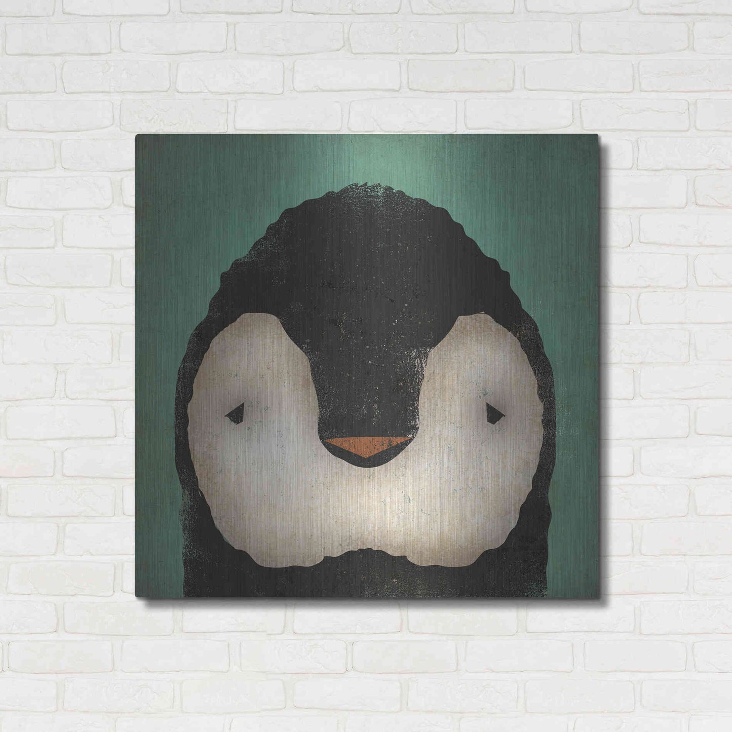 Luxe Metal Art 'Baby Penguin' by Ryan Fowler, Metal Wall Art,36x36