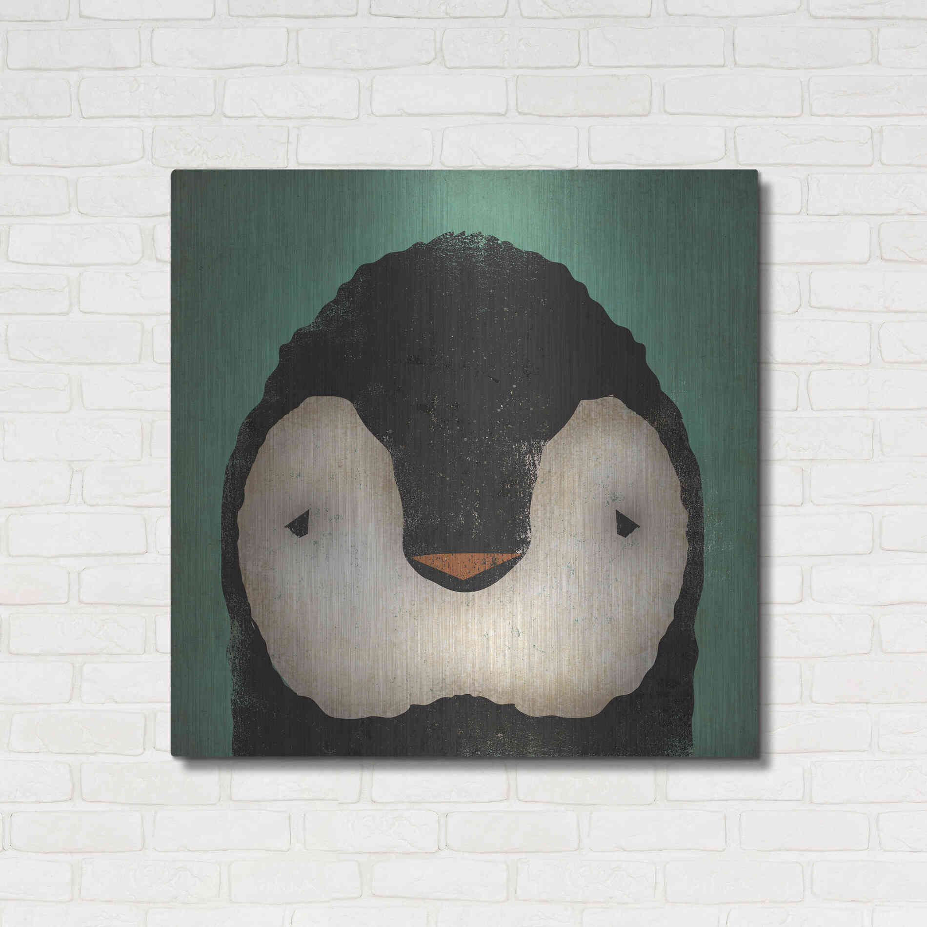 Luxe Metal Art 'Baby Penguin' by Ryan Fowler, Metal Wall Art,36x36