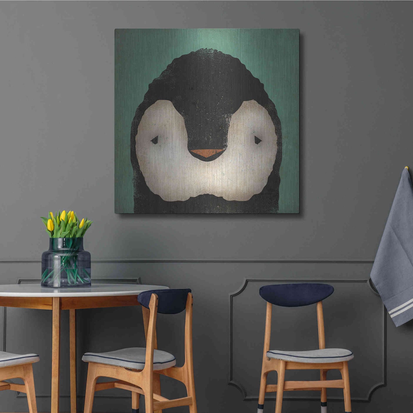 Luxe Metal Art 'Baby Penguin' by Ryan Fowler, Metal Wall Art,36x36