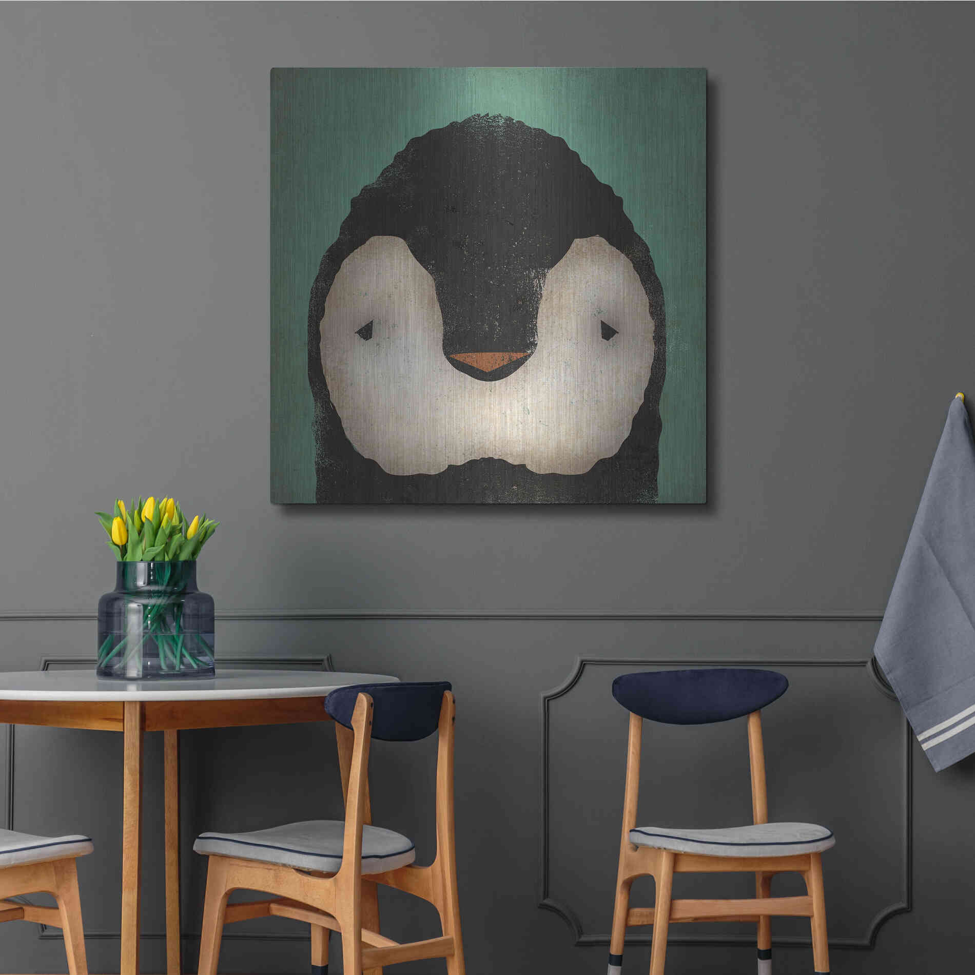 Luxe Metal Art 'Baby Penguin' by Ryan Fowler, Metal Wall Art,36x36