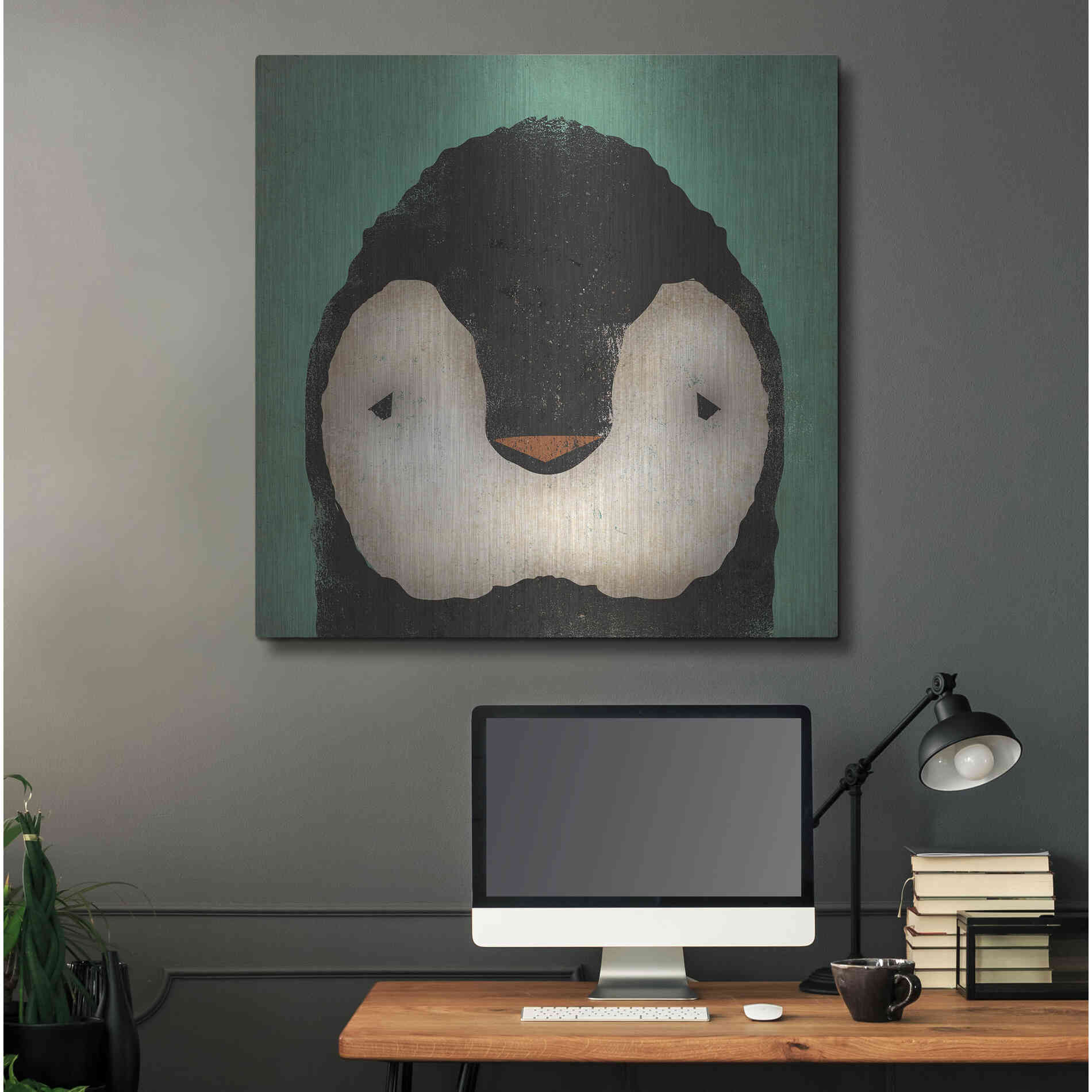 Luxe Metal Art 'Baby Penguin' by Ryan Fowler, Metal Wall Art,36x36