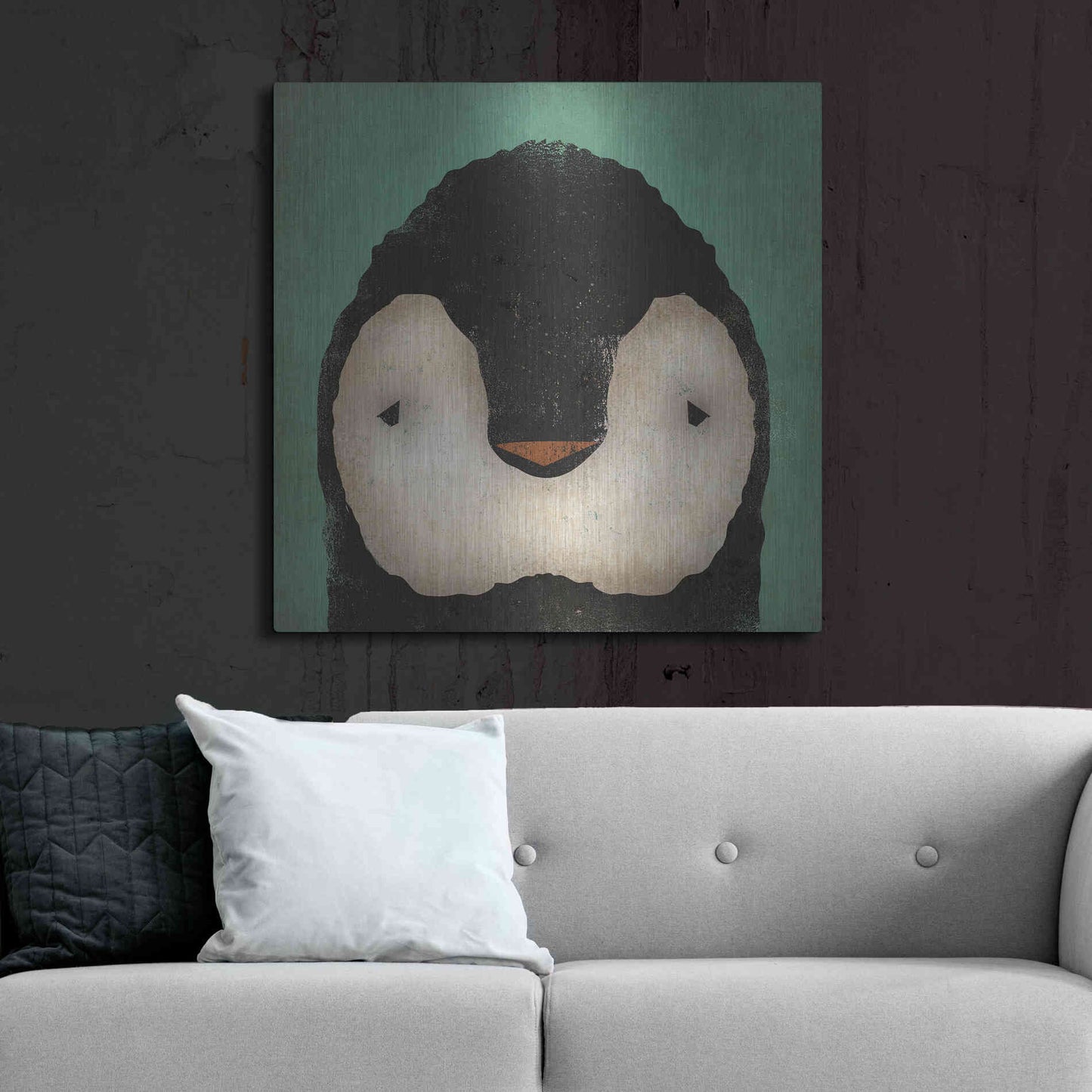 Luxe Metal Art 'Baby Penguin' by Ryan Fowler, Metal Wall Art,36x36