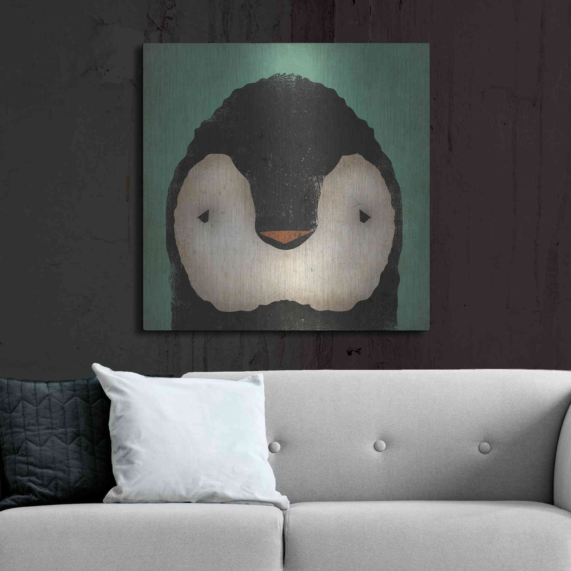 Luxe Metal Art 'Baby Penguin' by Ryan Fowler, Metal Wall Art,36x36