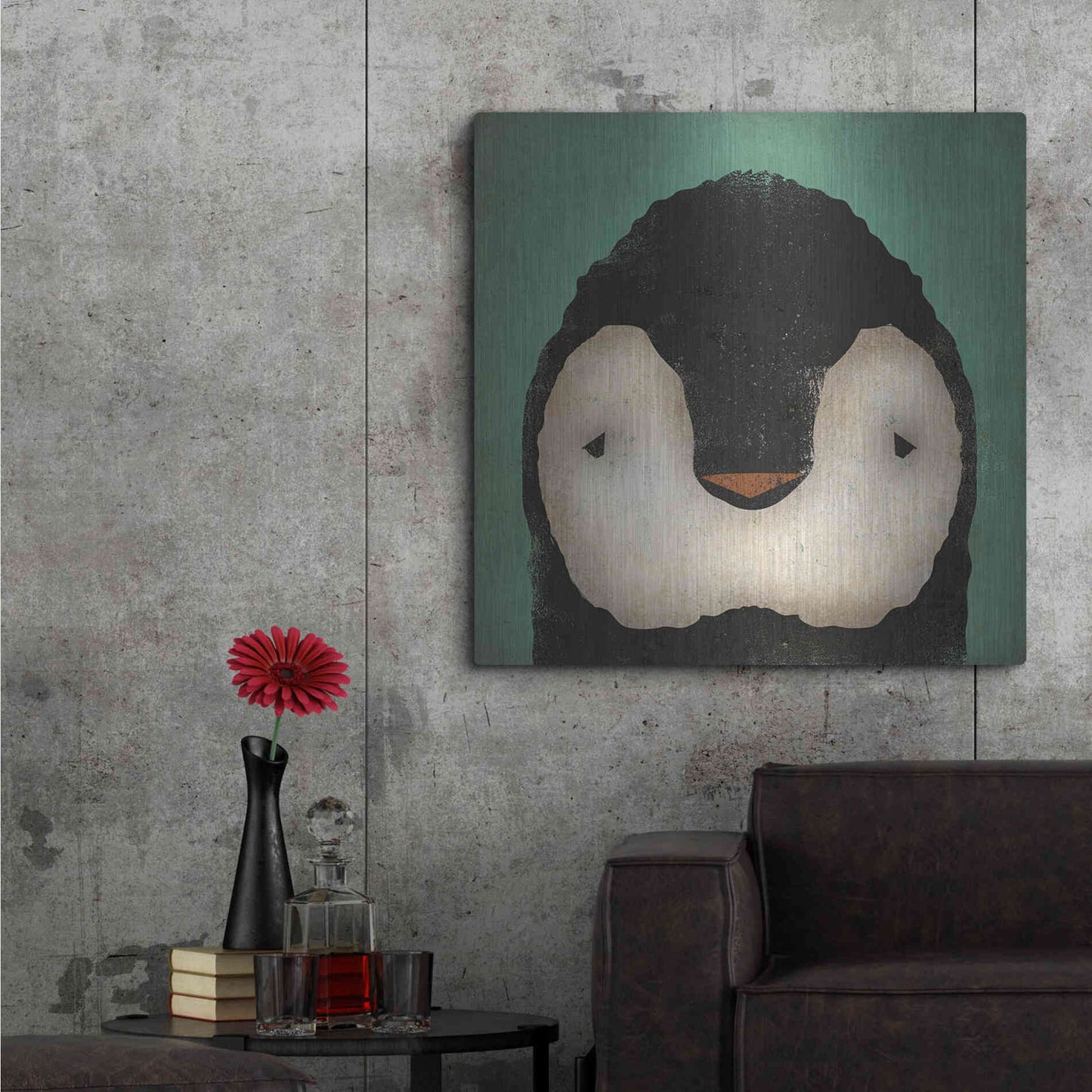 Luxe Metal Art 'Baby Penguin' by Ryan Fowler, Metal Wall Art,36x36