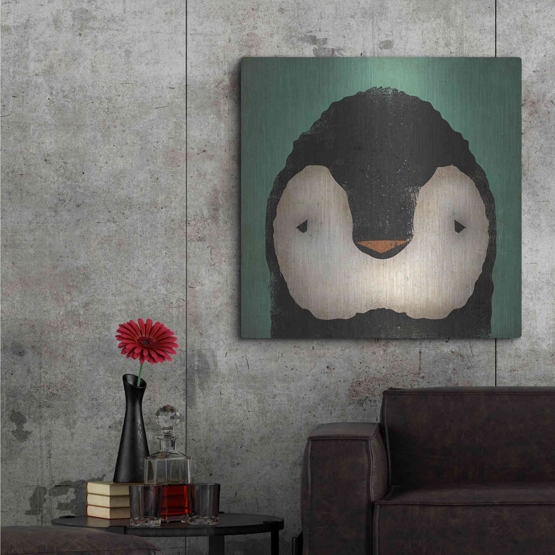 Luxe Metal Art 'Baby Penguin' by Ryan Fowler, Metal Wall Art,36x36
