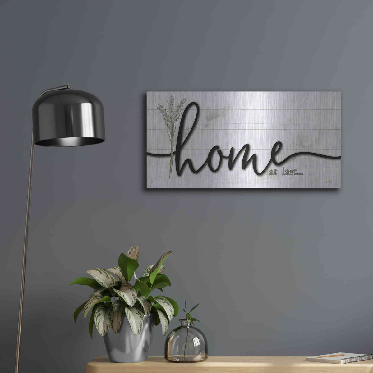 Luxe Metal Art 'Home at Last ' by Susie Boyer, Metal Wall Art,24x12