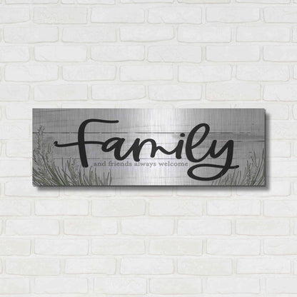 Luxe Metal Art 'Family and Friends Always Welcome ' by Susie Boyer, Metal Wall Art,36x12