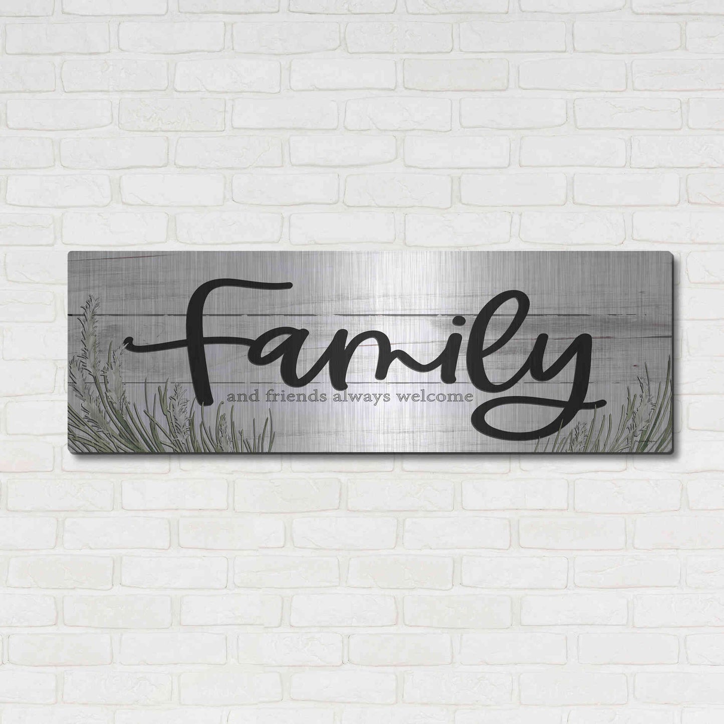 Luxe Metal Art 'Family and Friends Always Welcome ' by Susie Boyer, Metal Wall Art,48x16