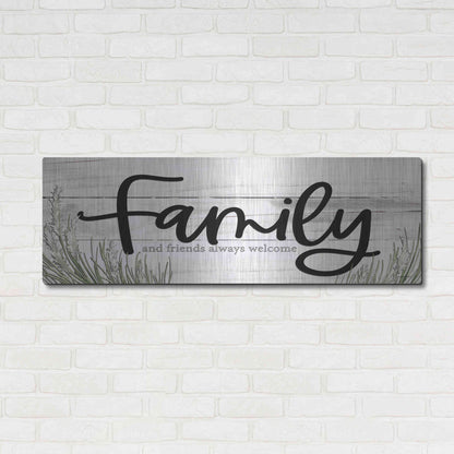 Luxe Metal Art 'Family and Friends Always Welcome ' by Susie Boyer, Metal Wall Art,48x16