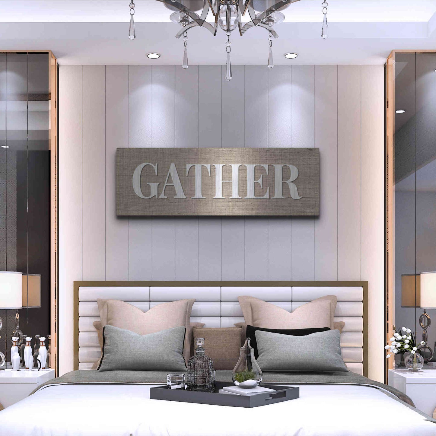 Luxe Metal Art 'Gather ' by Susie Boyer, Metal Wall Art,48x16