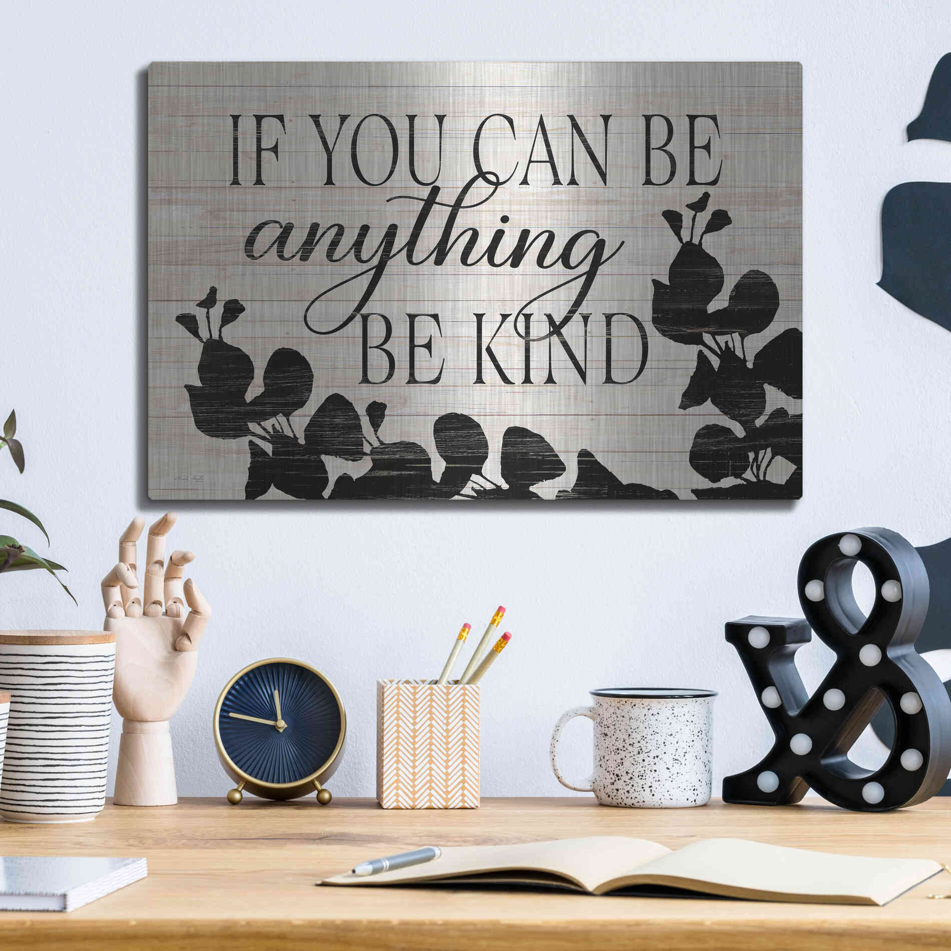 Luxe Metal Art 'Be Anything, Be Kind' by Cindy Jacobs, Metal Wall Art,16x12