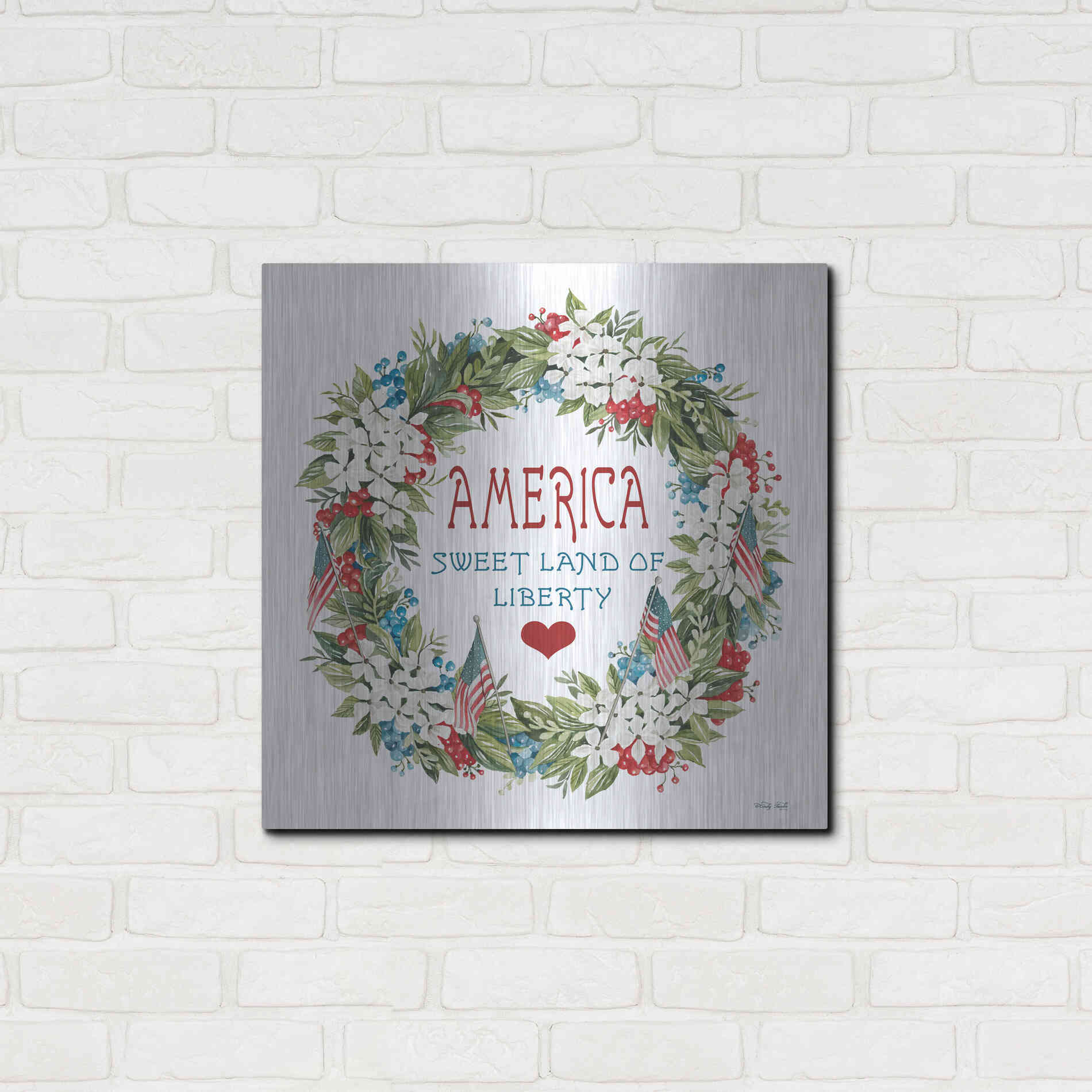 Luxe Metal Art 'America Wreath' by Cindy Jacobs, Metal Wall Art,24x24