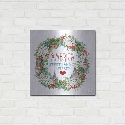 Luxe Metal Art 'America Wreath' by Cindy Jacobs, Metal Wall Art,24x24