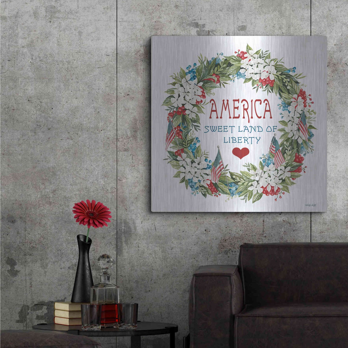 Luxe Metal Art 'America Wreath' by Cindy Jacobs, Metal Wall Art,36x36