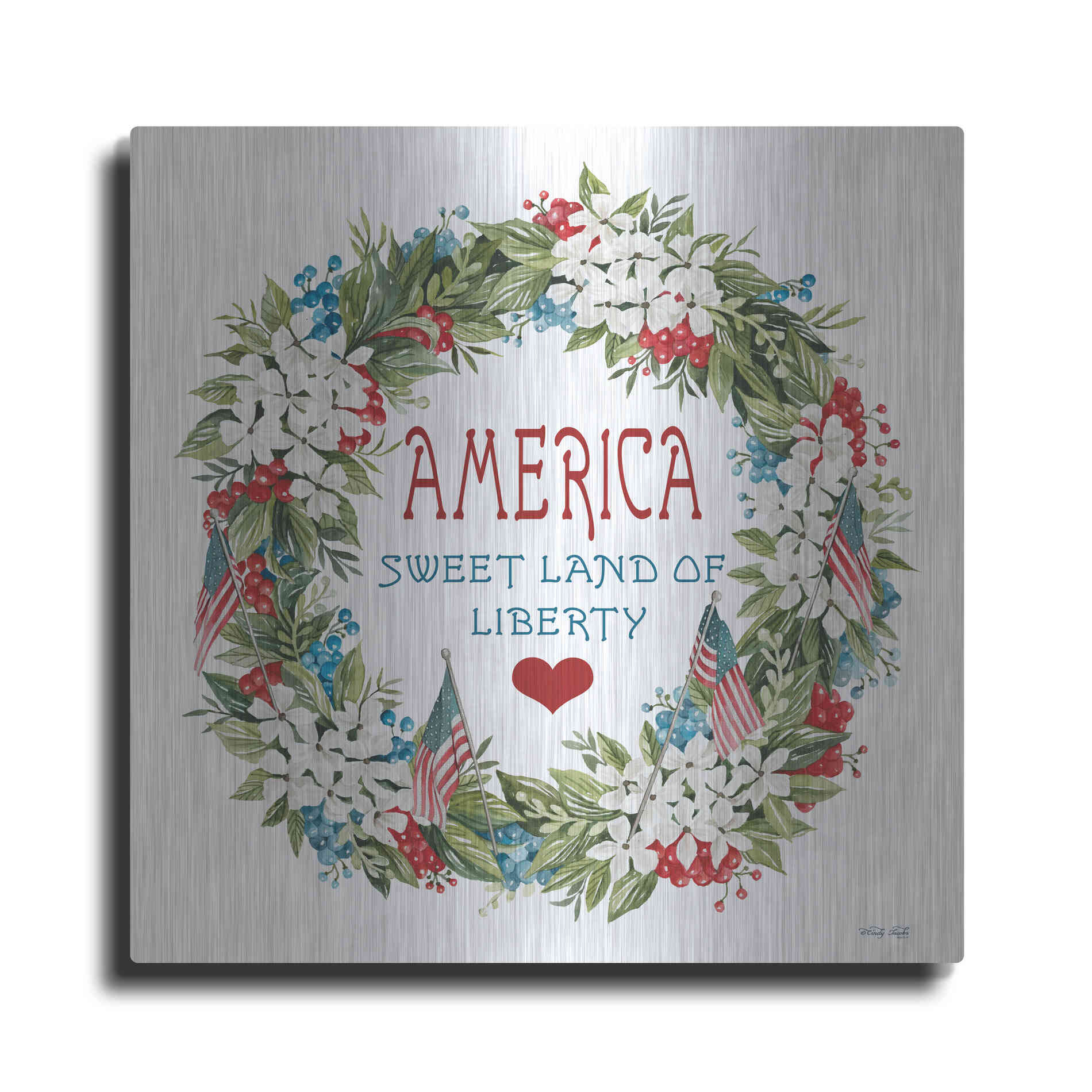 Luxe Metal Art 'America Wreath' by Cindy Jacobs, Metal Wall Art