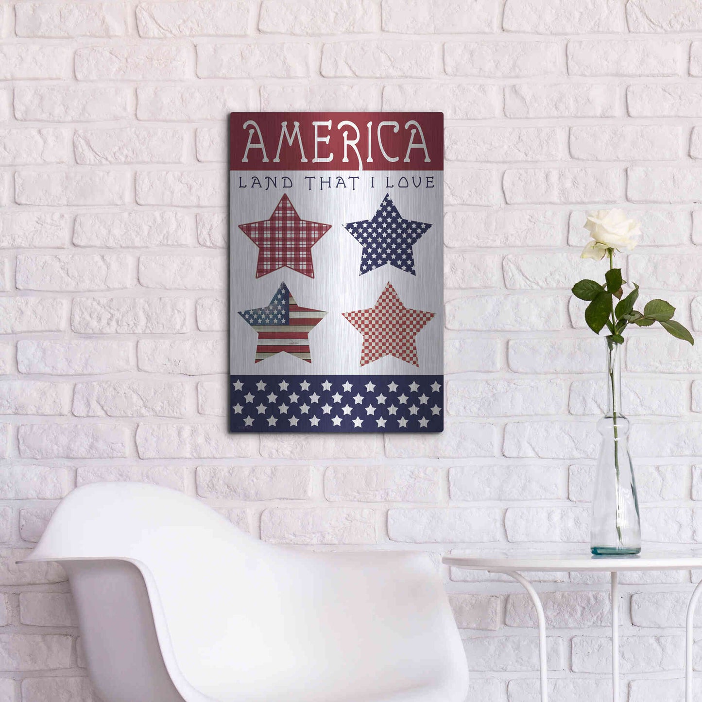 Luxe Metal Art 'Stars of America' by Cindy Jacobs, Metal Wall Art,16x24