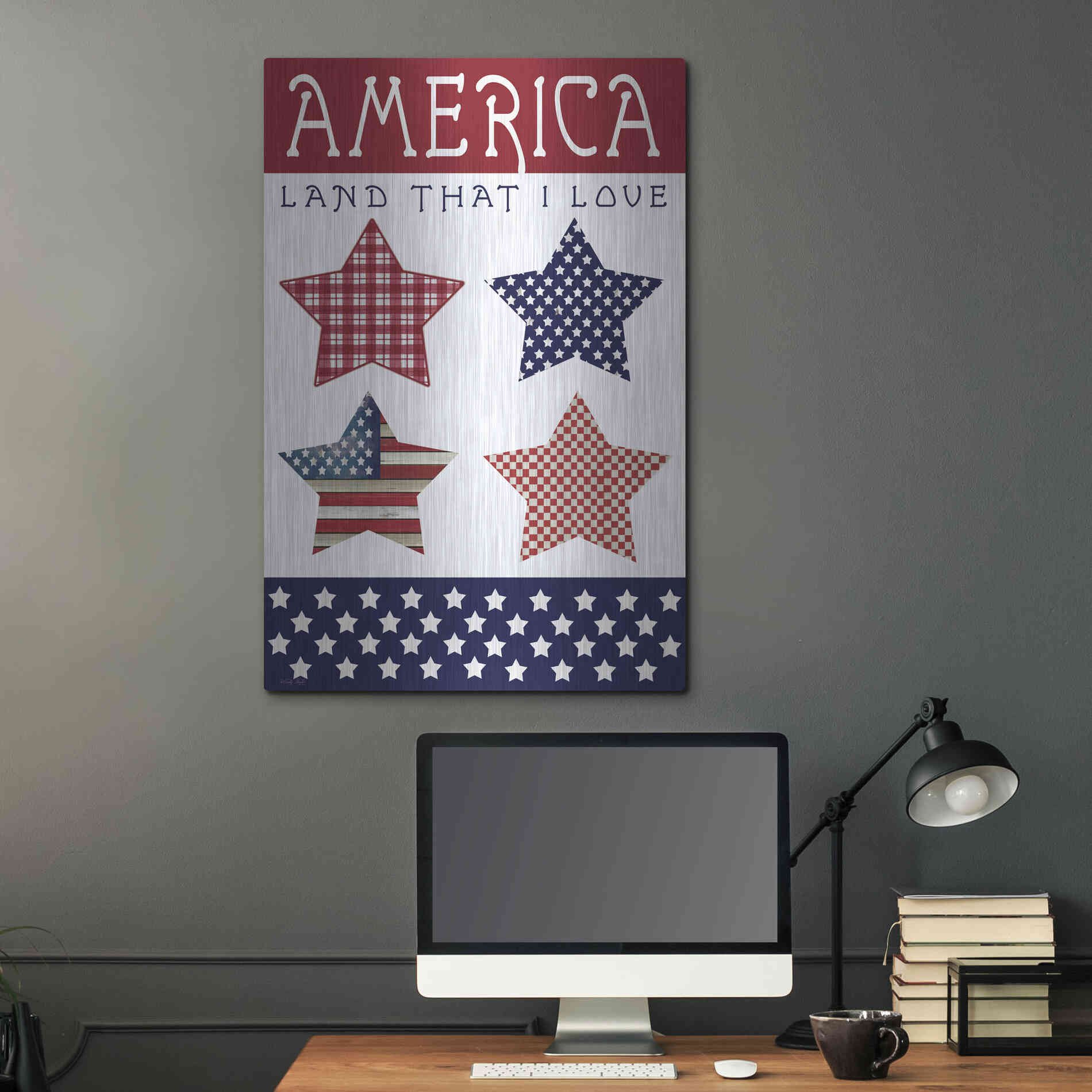 Luxe Metal Art 'Stars of America' by Cindy Jacobs, Metal Wall Art,24x36