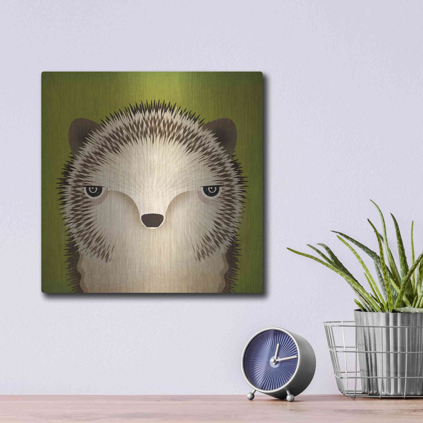 Luxe Metal Art 'Baby Hedgehog' by Ryan Fowler, Metal Wall Art,12x12