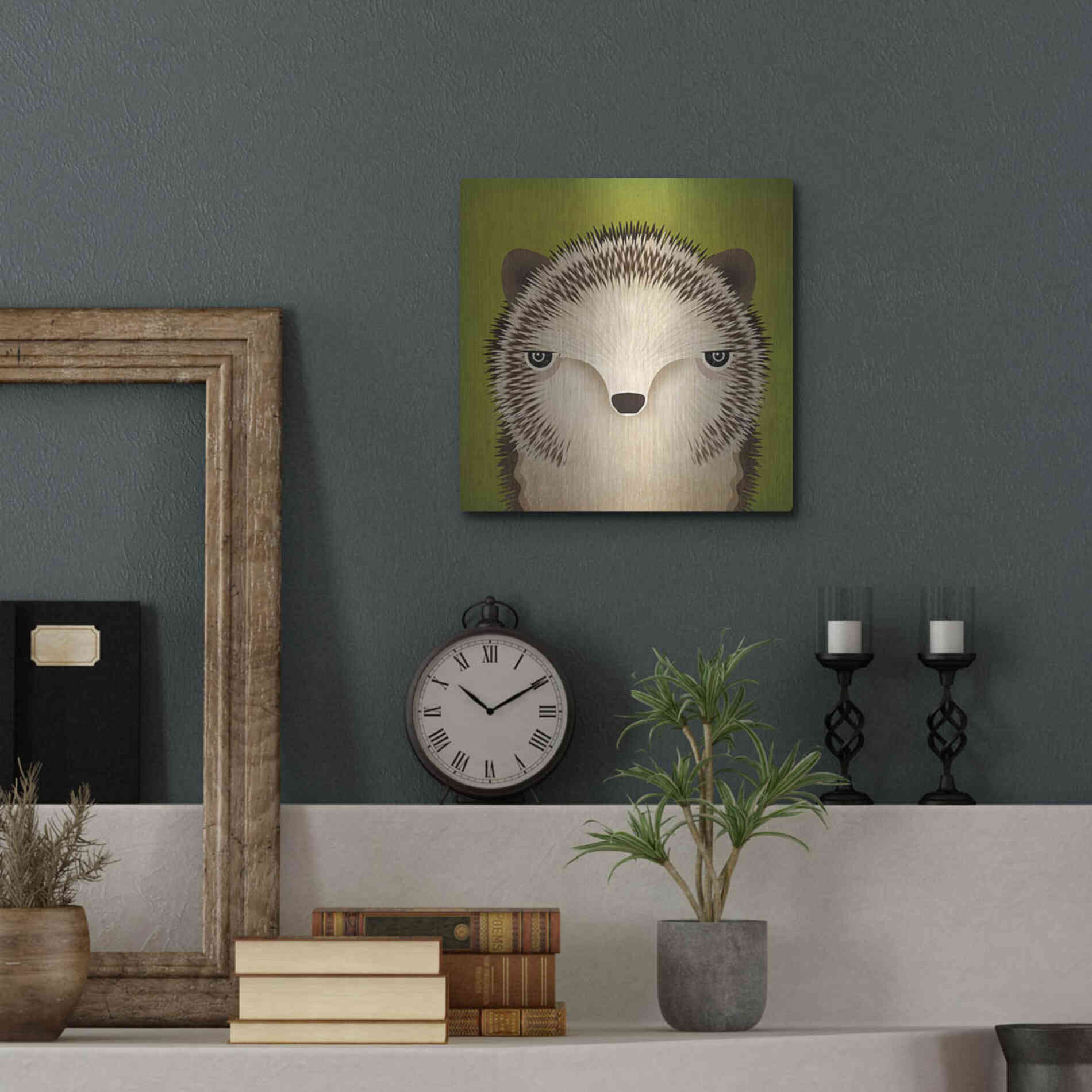 Luxe Metal Art 'Baby Hedgehog' by Ryan Fowler, Metal Wall Art,12x12