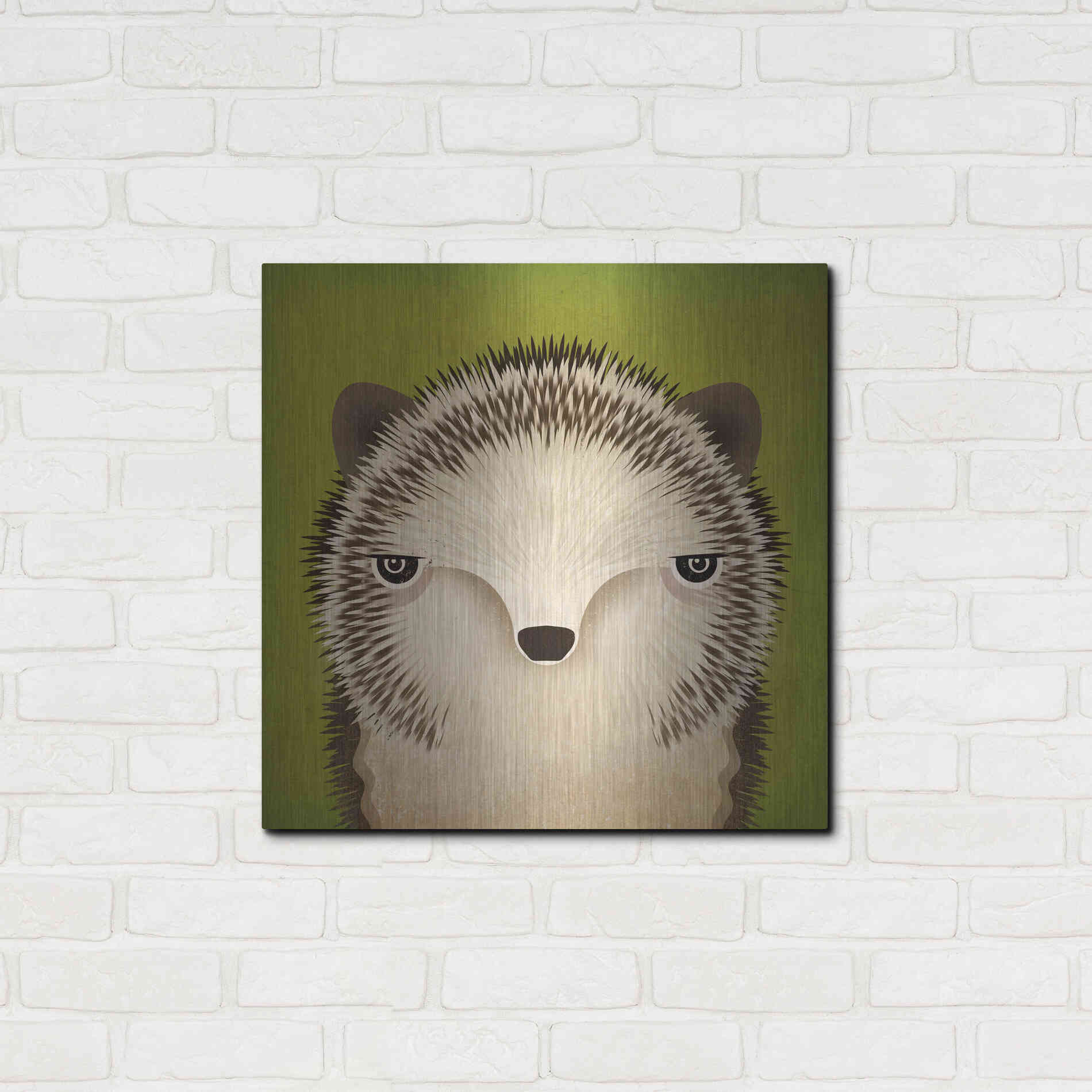 Luxe Metal Art 'Baby Hedgehog' by Ryan Fowler, Metal Wall Art,24x24