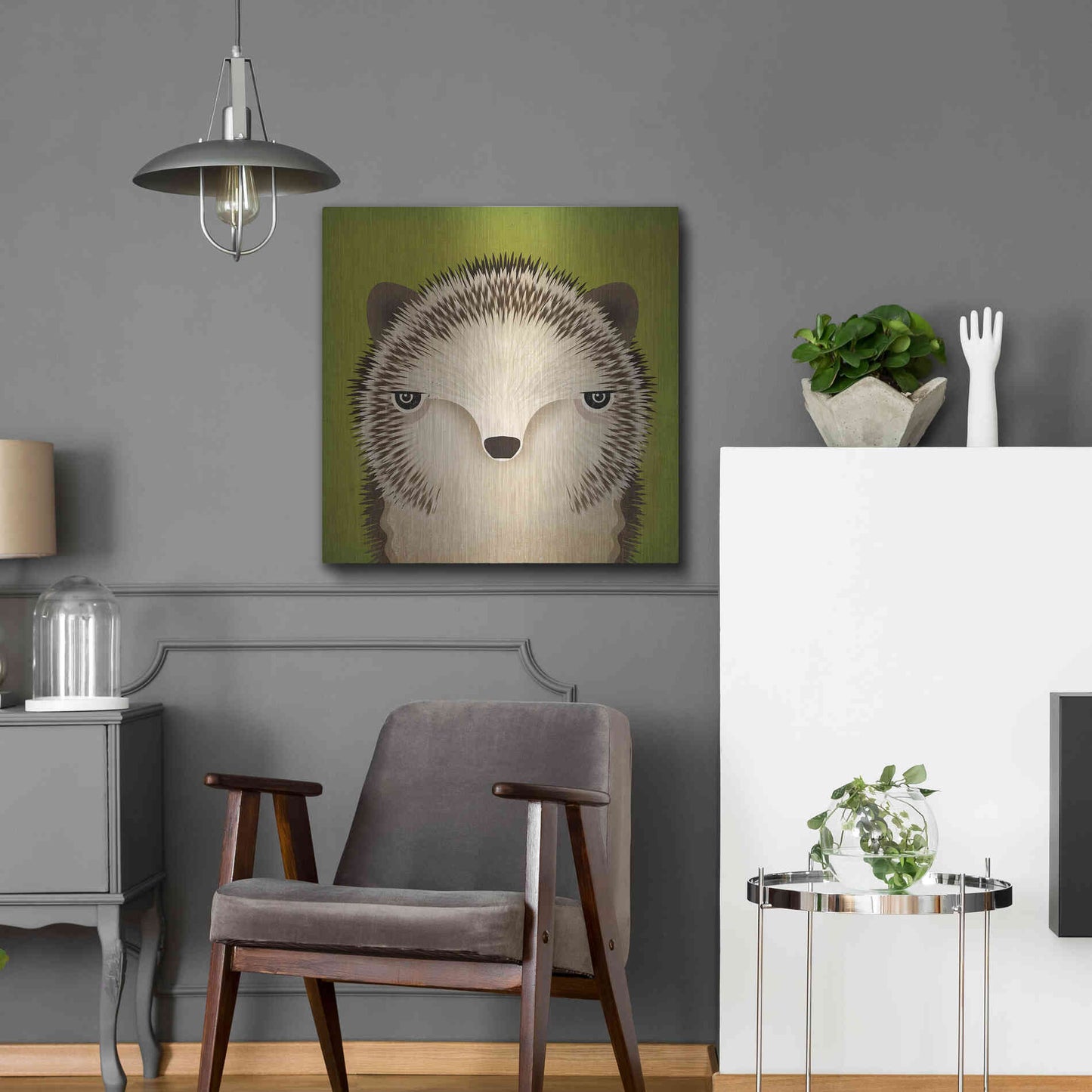 Luxe Metal Art 'Baby Hedgehog' by Ryan Fowler, Metal Wall Art,24x24