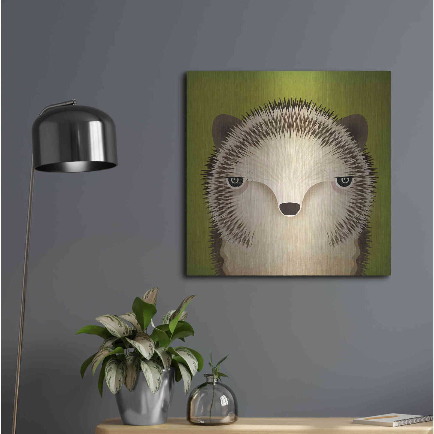 Luxe Metal Art 'Baby Hedgehog' by Ryan Fowler, Metal Wall Art,24x24