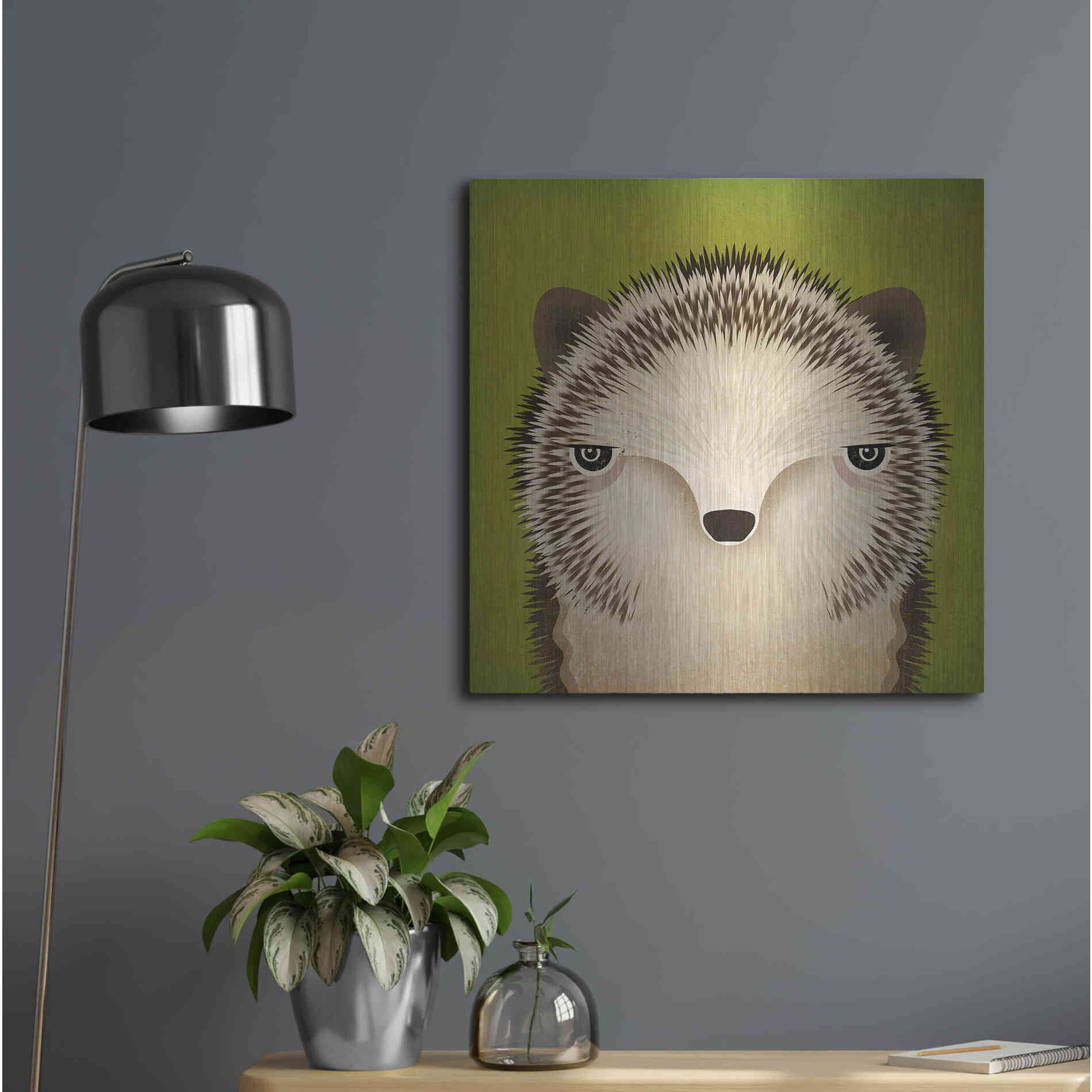 Luxe Metal Art 'Baby Hedgehog' by Ryan Fowler, Metal Wall Art,24x24