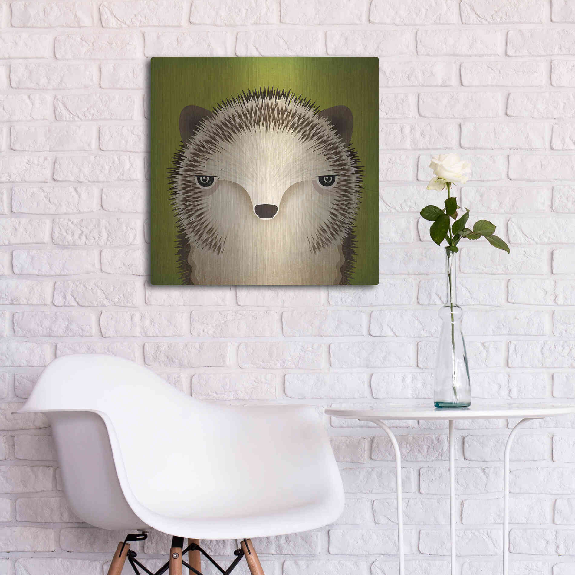 Luxe Metal Art 'Baby Hedgehog' by Ryan Fowler, Metal Wall Art,24x24