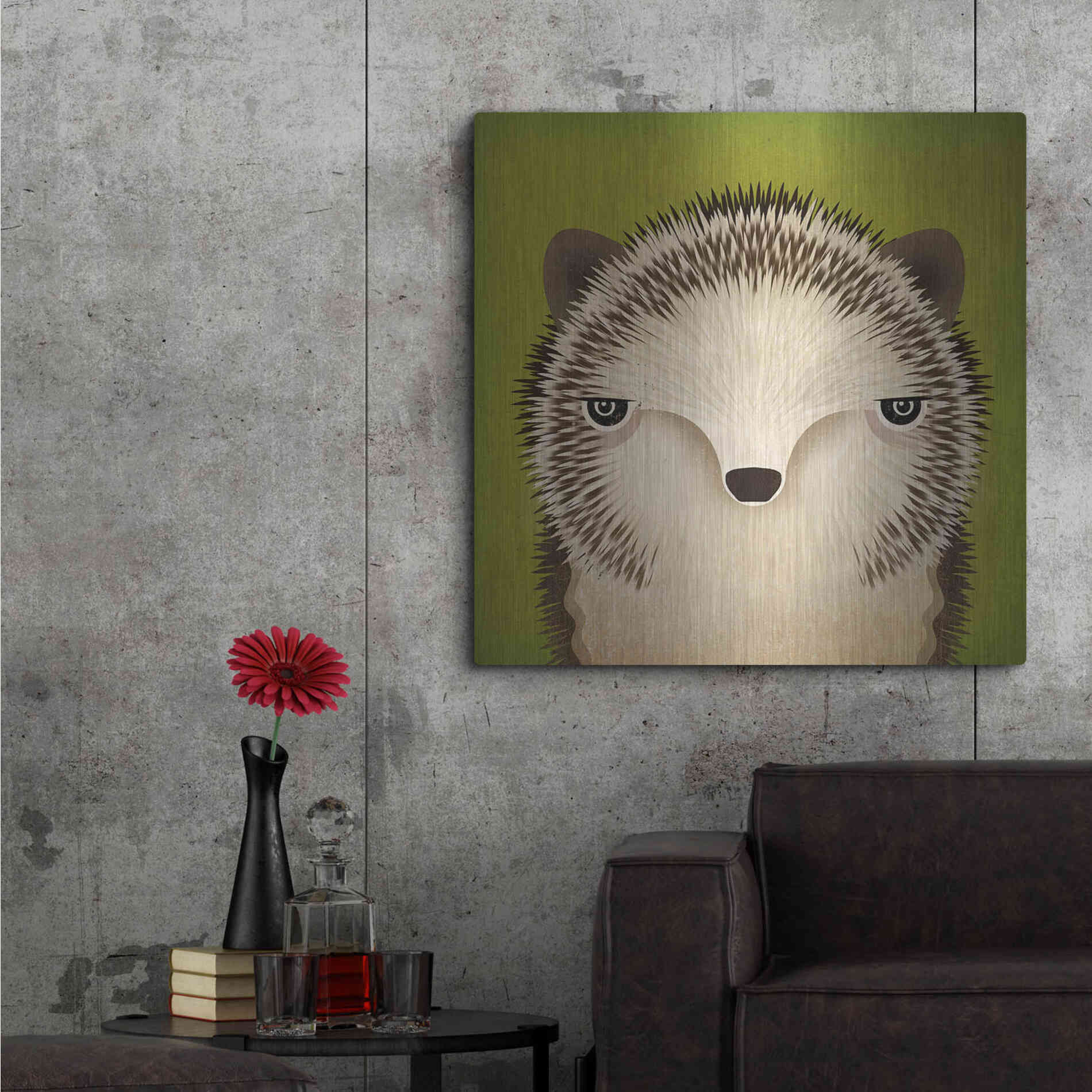 Luxe Metal Art 'Baby Hedgehog' by Ryan Fowler, Metal Wall Art,36x36