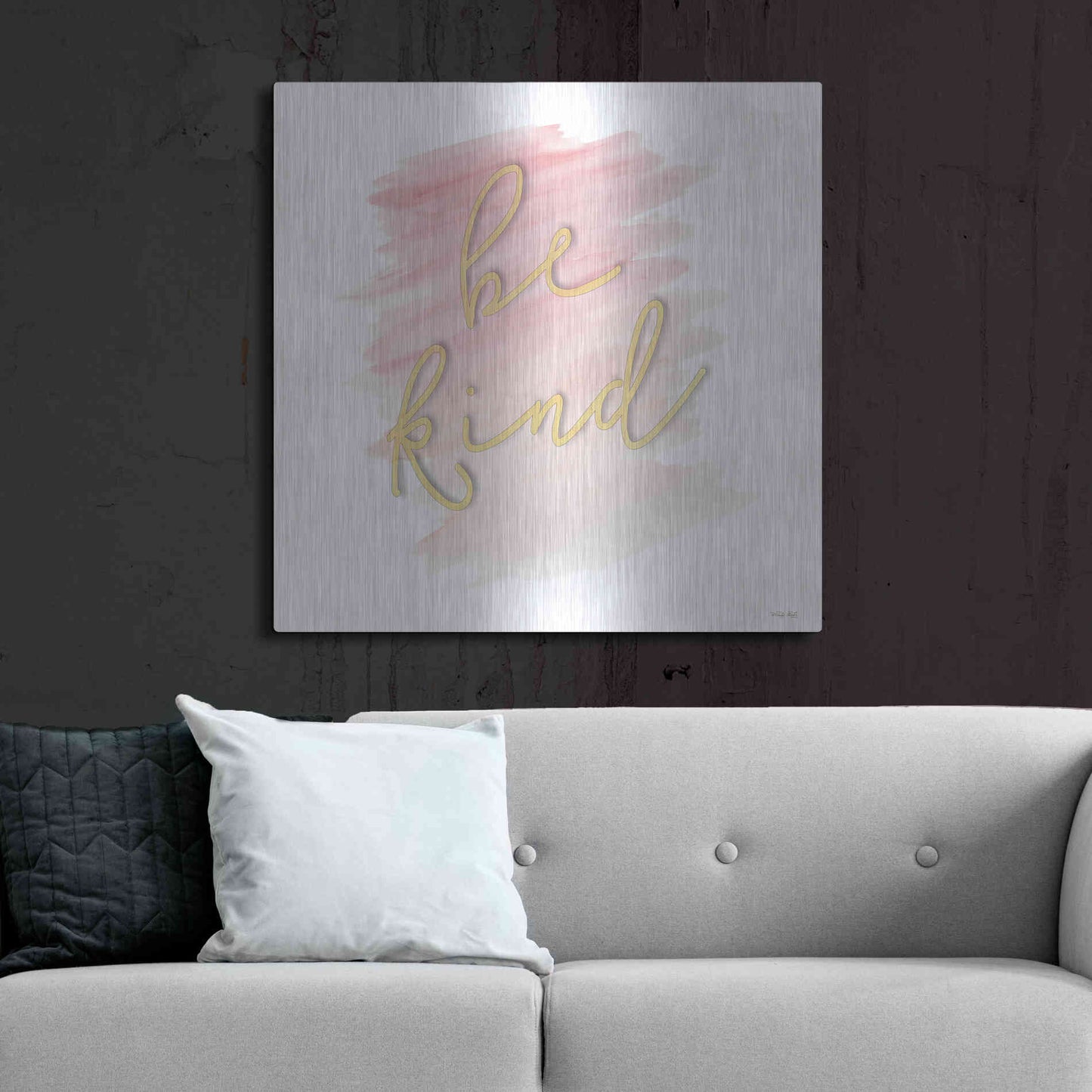 Luxe Metal Art 'Be Kind Pink' by Cindy Jacobs, Metal Wall Art,36x36