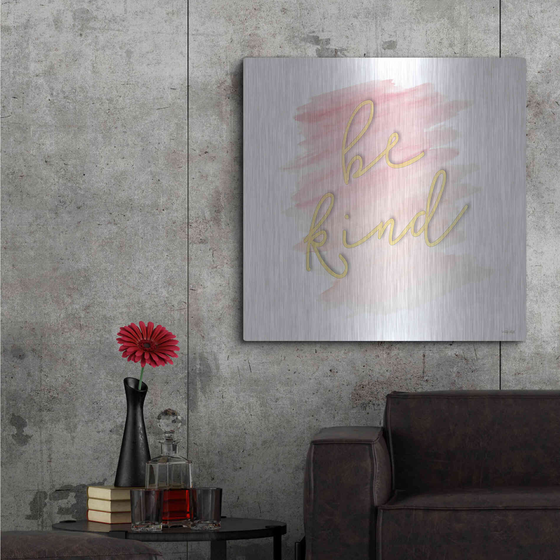 Luxe Metal Art 'Be Kind Pink' by Cindy Jacobs, Metal Wall Art,36x36