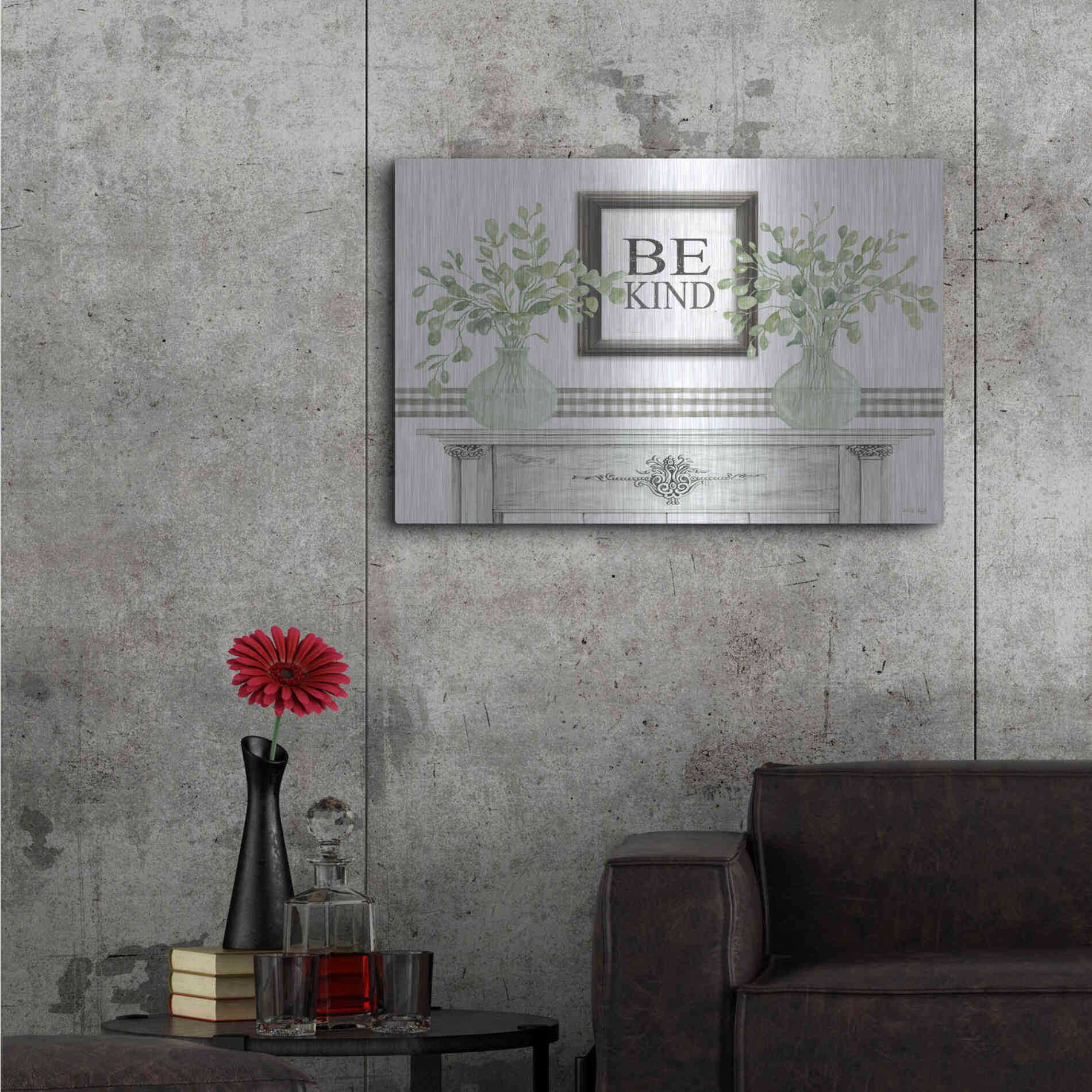 Luxe Metal Art 'Be Kind Table' by Cindy Jacobs, Metal Wall Art,36x24