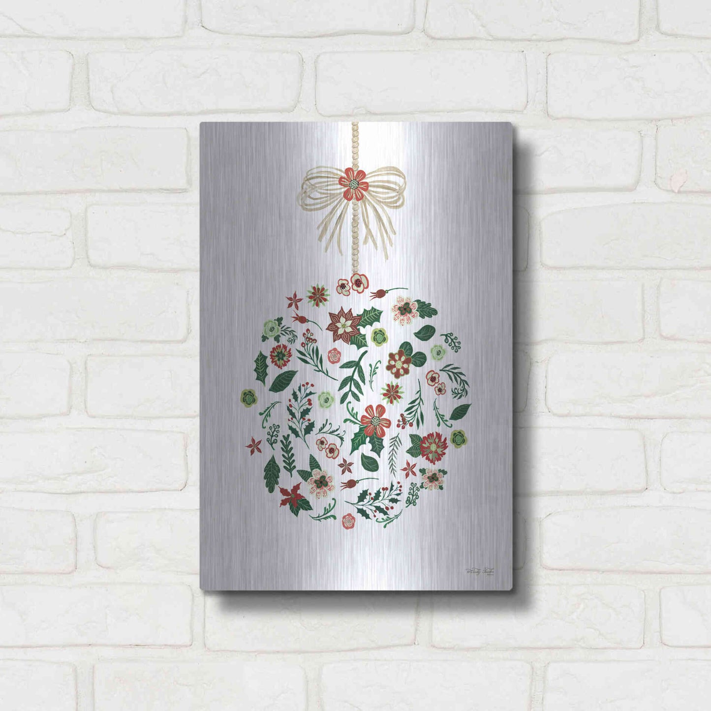 Luxe Metal Art 'Christmas Ornament II' by Cindy Jacobs, Metal Wall Art,12x16