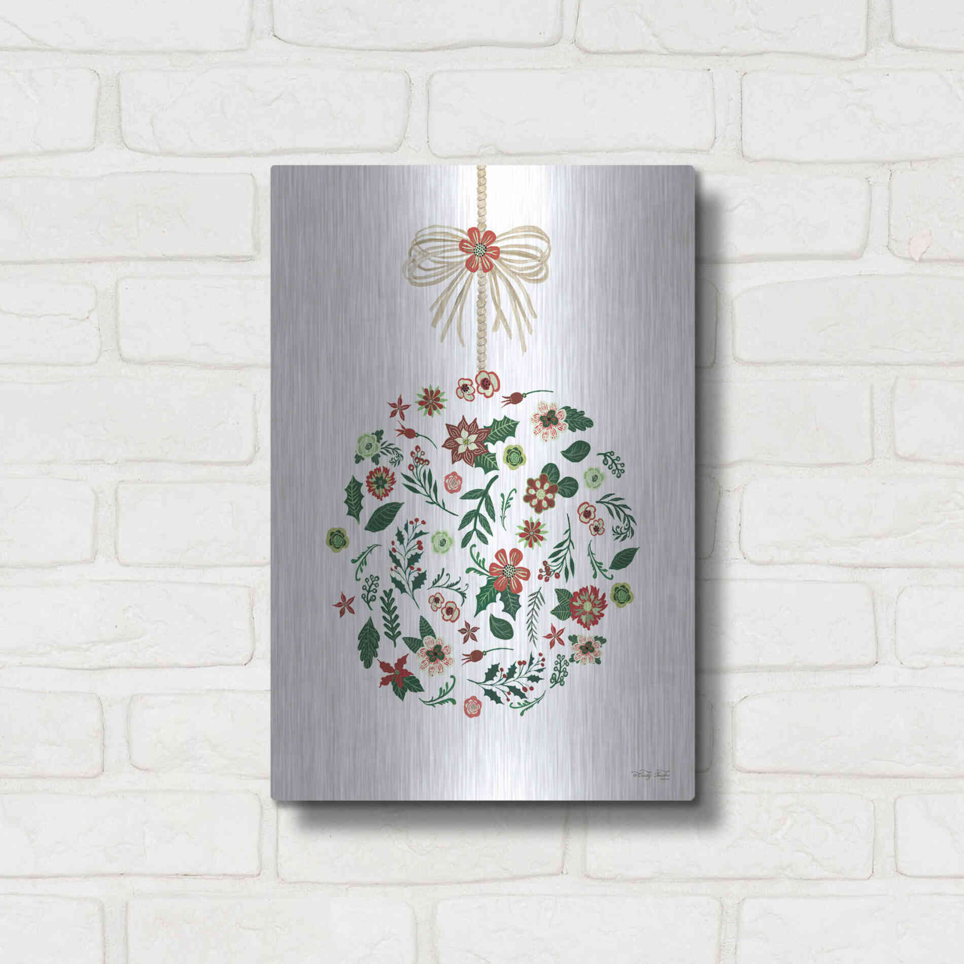 Luxe Metal Art 'Christmas Ornament II' by Cindy Jacobs, Metal Wall Art,12x16